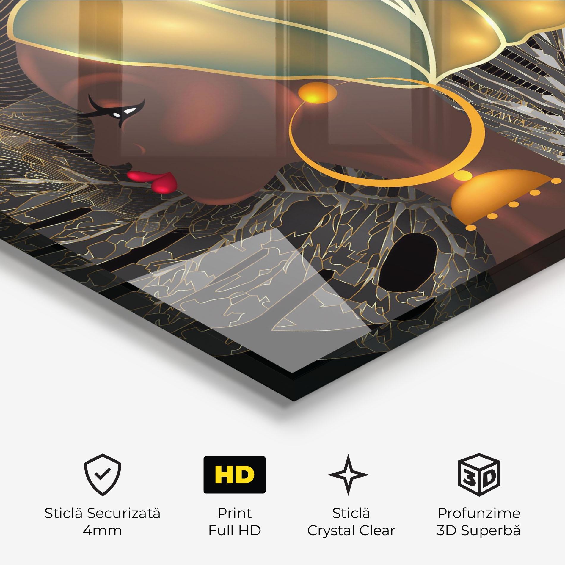 Tablou Sticla African Gold Leaf mockup 3