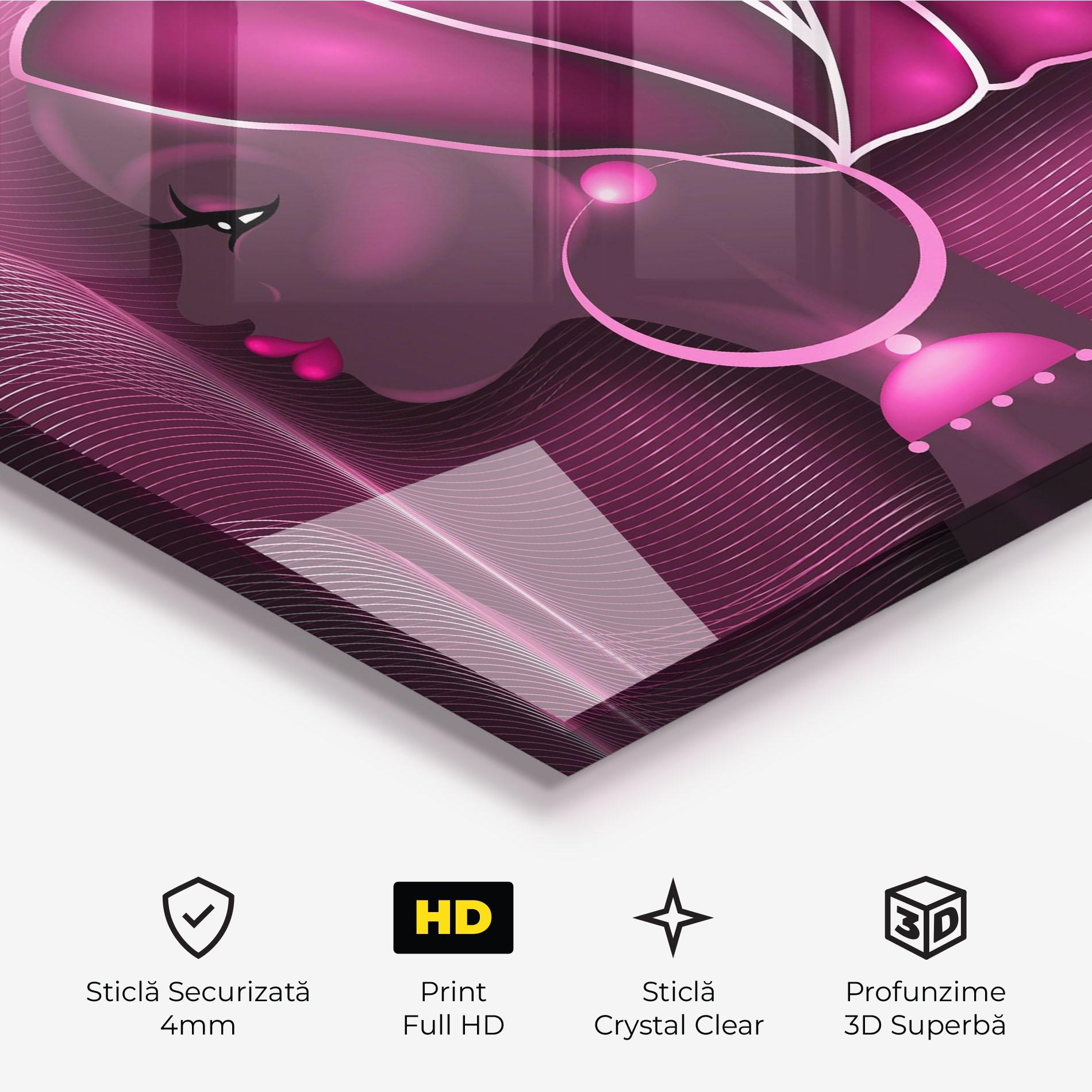 Tablou Sticla African Pink Woman mockup 3
