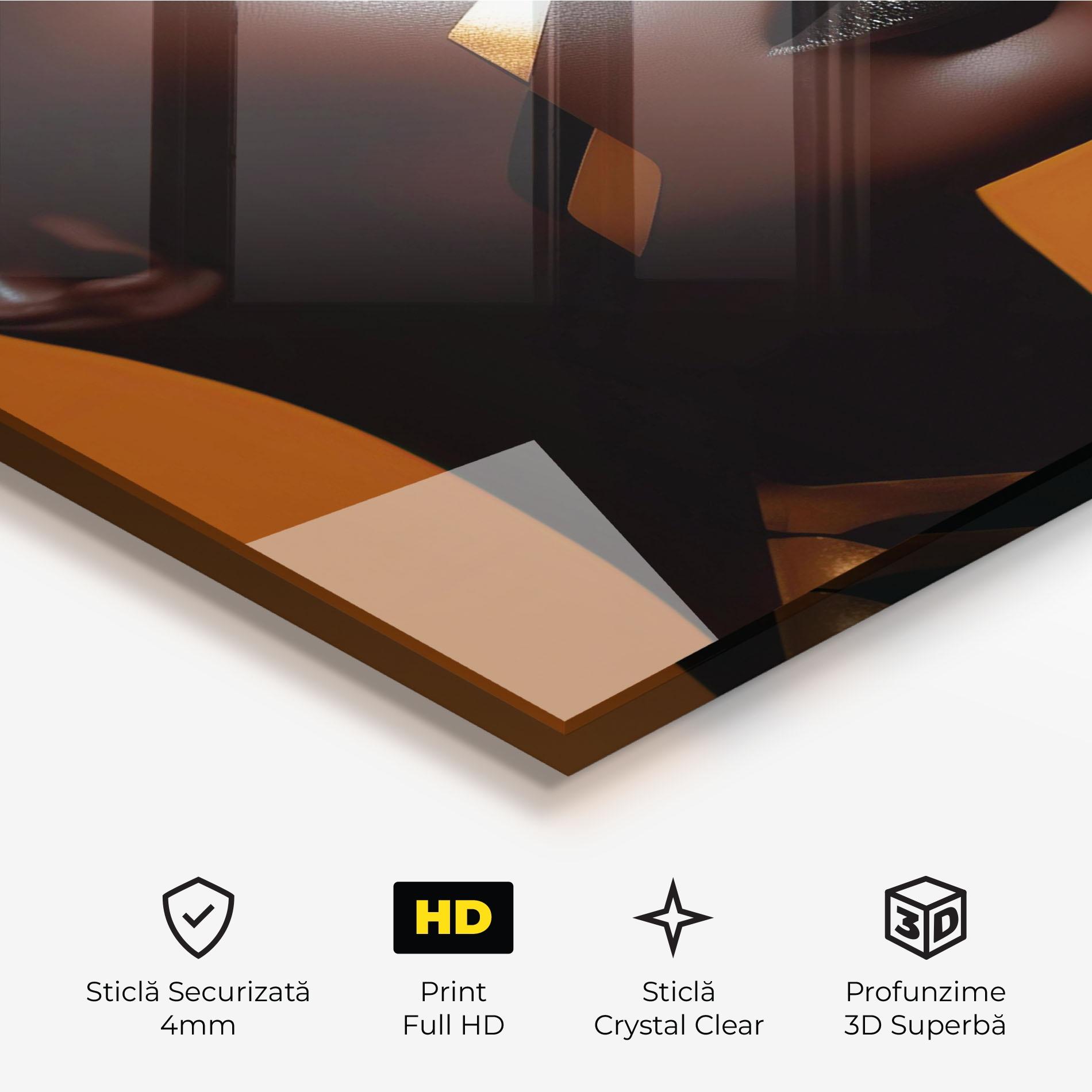 Tablou Sticla African Woman On Orange mockup 3