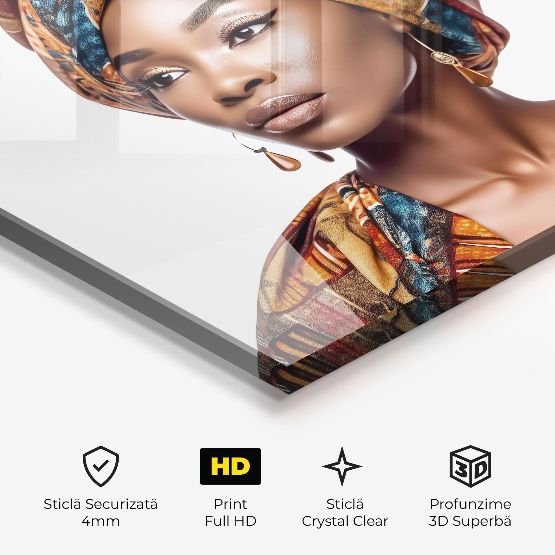 Tablou Sticla African Woman Turban mockup 3