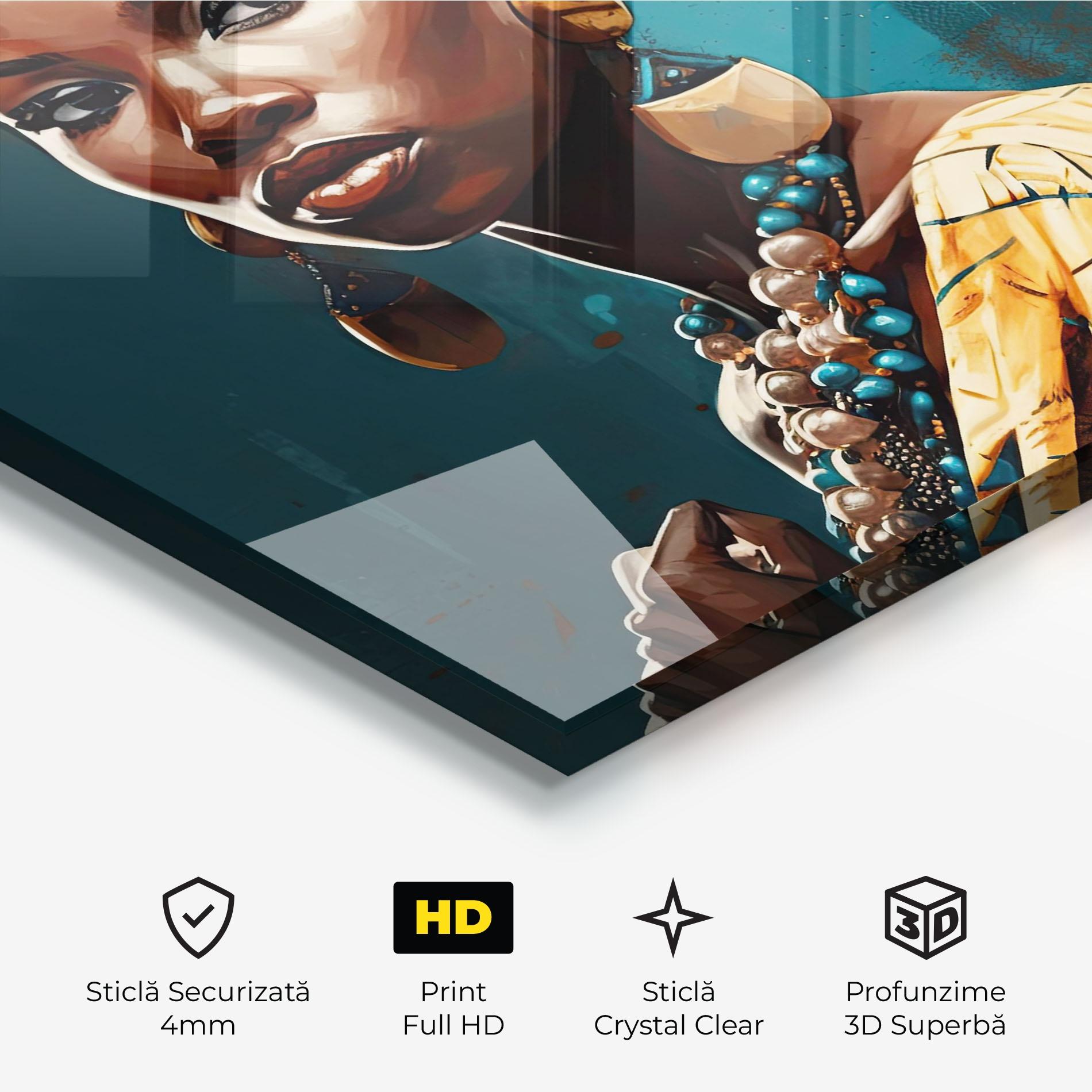 Tablou Sticla Azure Chic Woman mockup 3