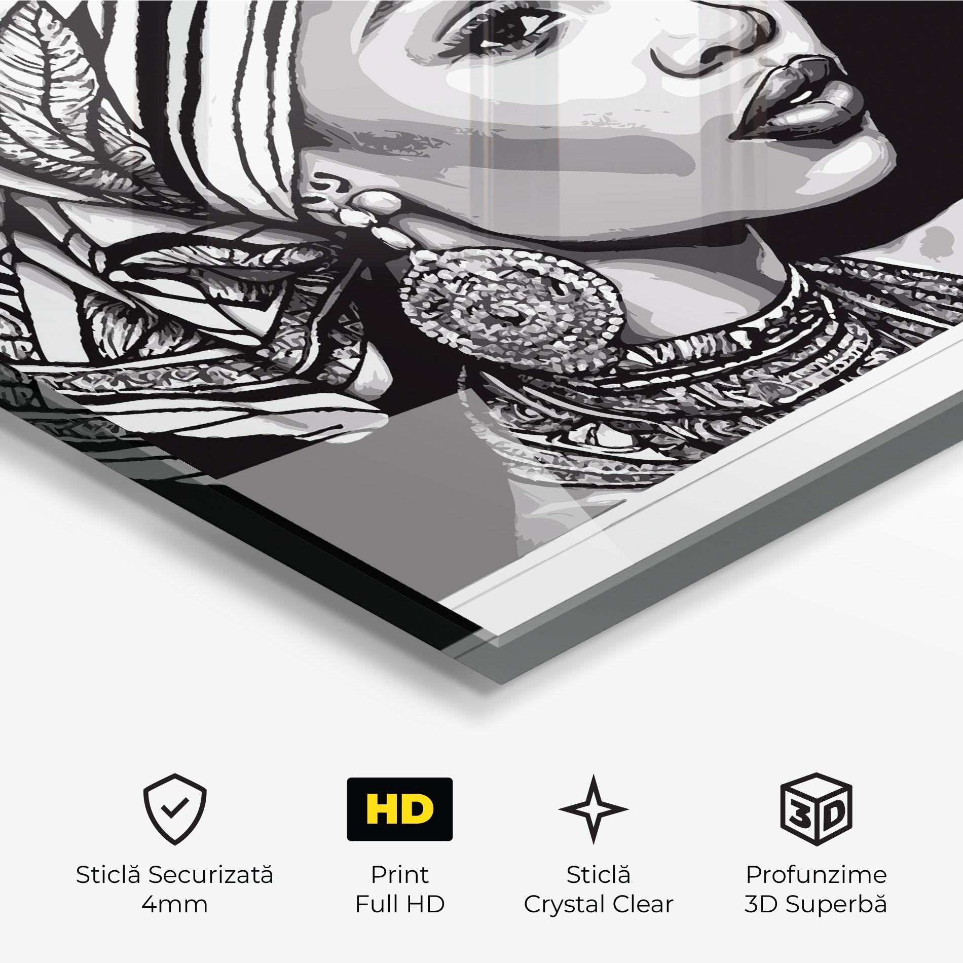 Tablou Sticla Beautiful African Lady mockup 3
