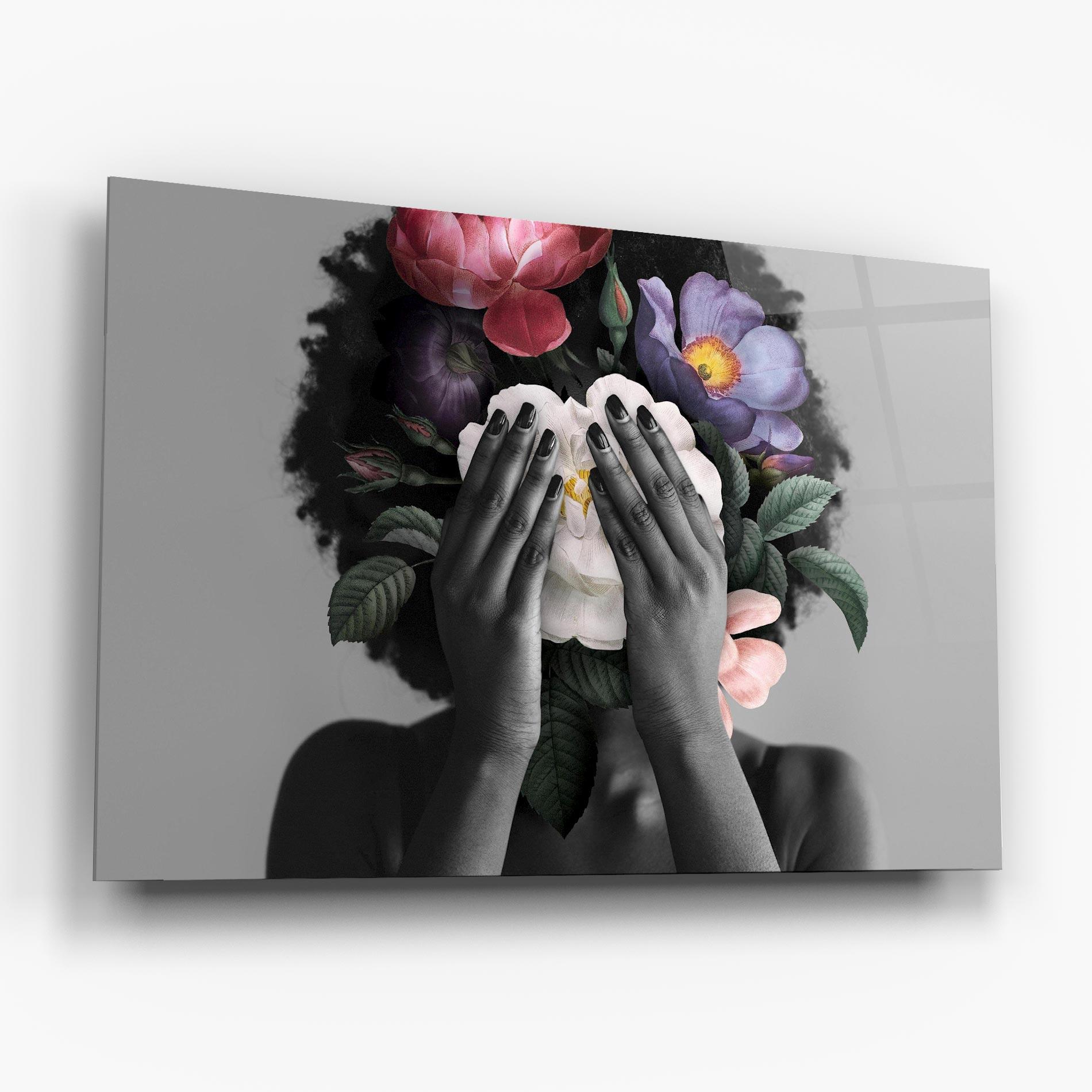 Tablou Sticla African Flowers Woman mockup 6