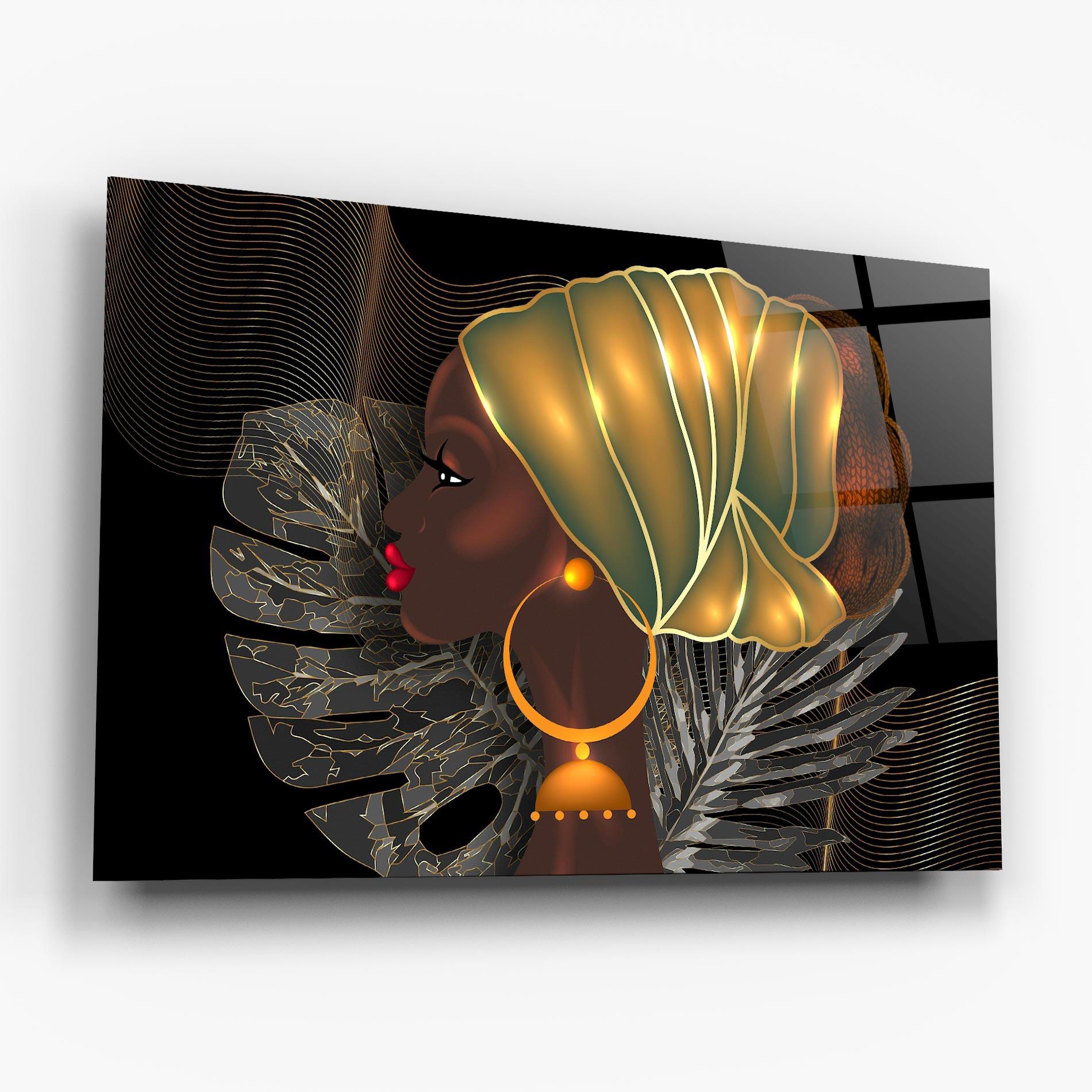 Tablou Sticla African Gold Leaf mockup 6