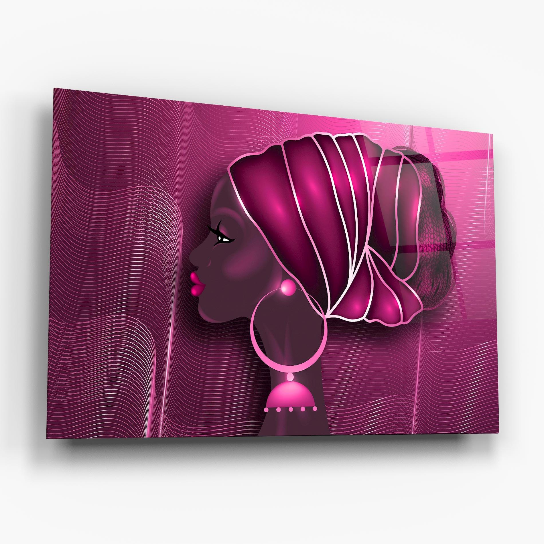 Tablou Sticla African Pink Woman mockup 6