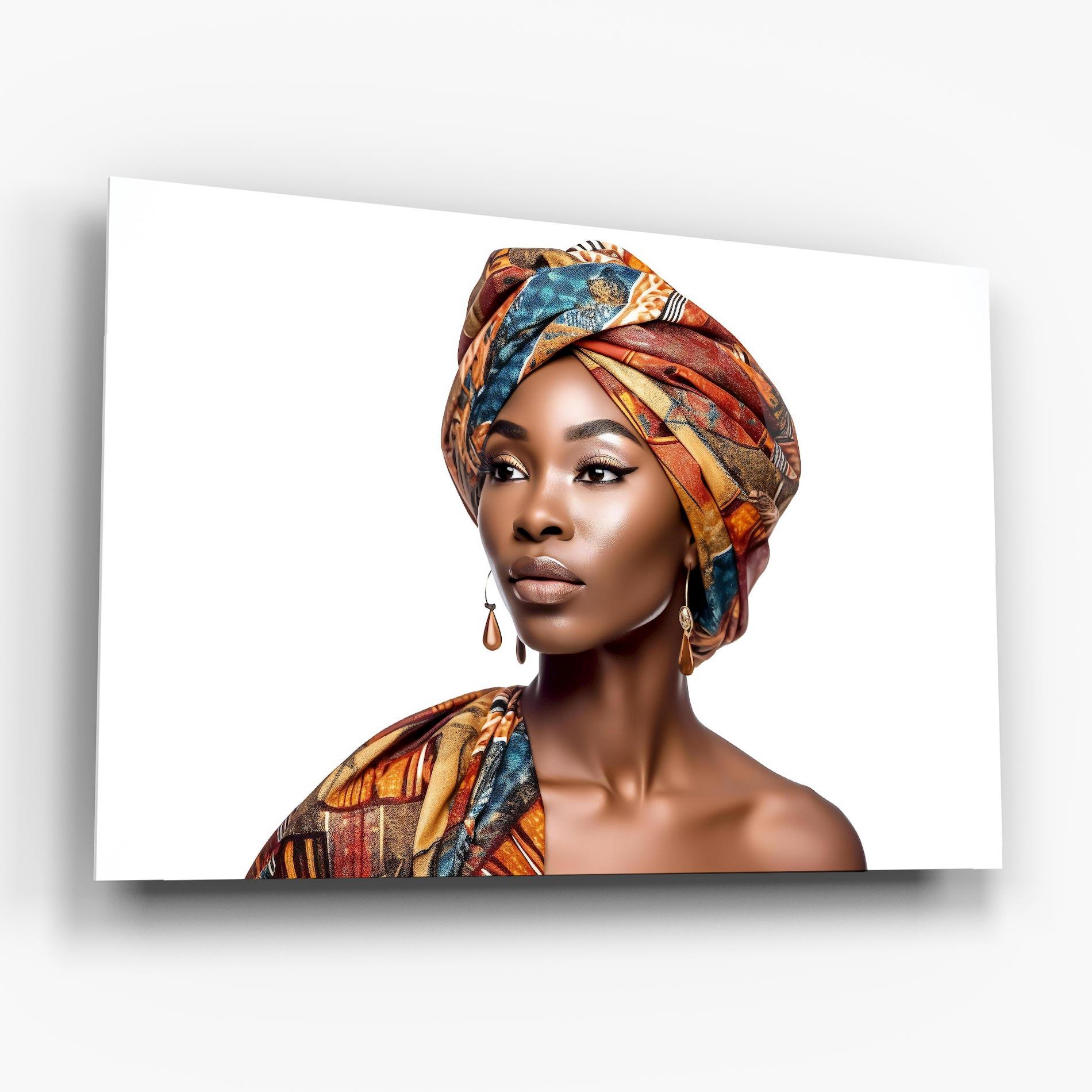 Tablou Sticla African Woman Turban mockup 6
