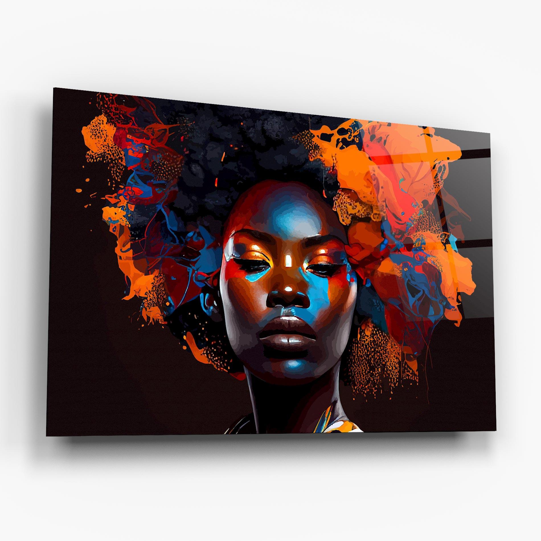 Tablou Sticla Africat Yellow Hair mockup 6