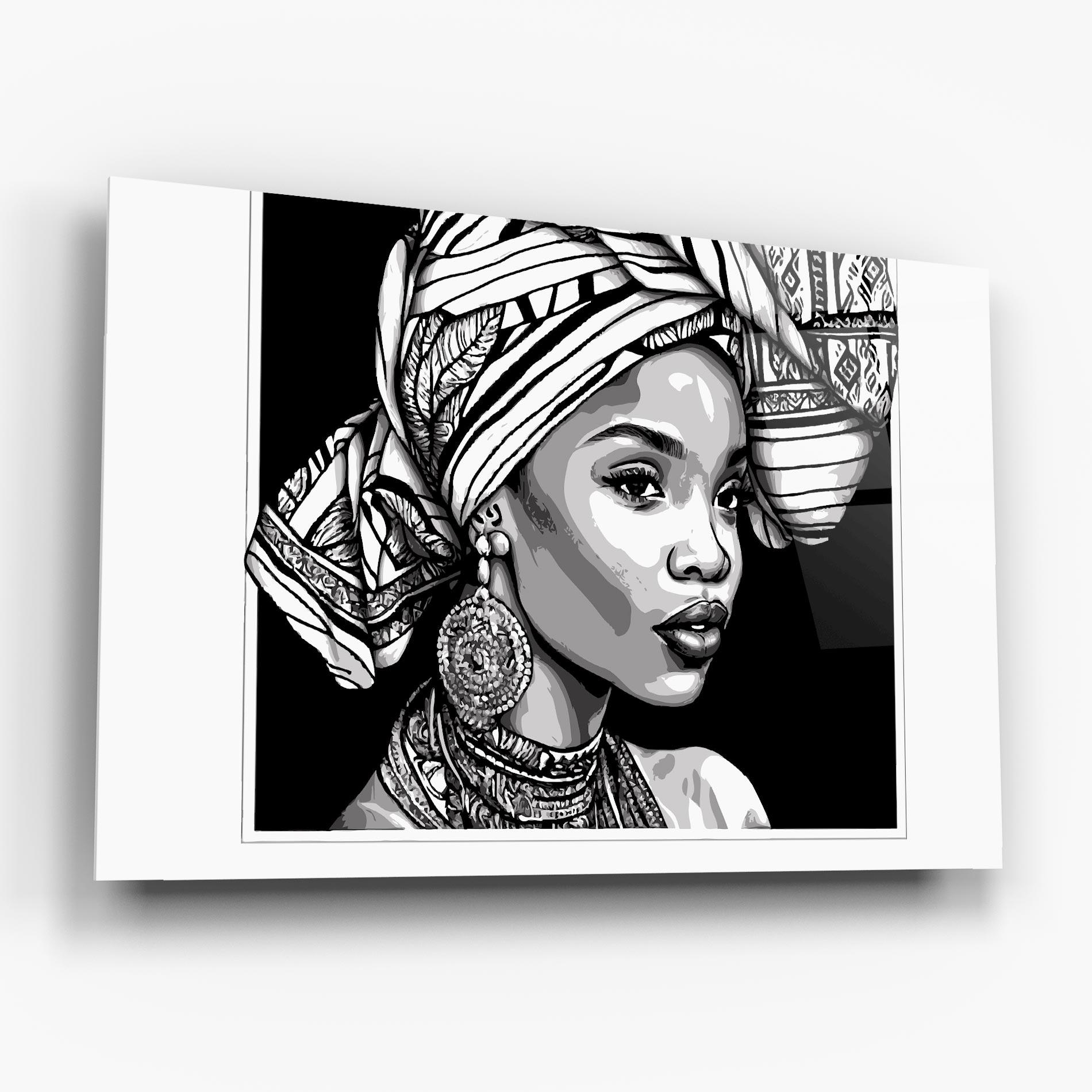 Tablou Sticla Beautiful African Lady mockup 6