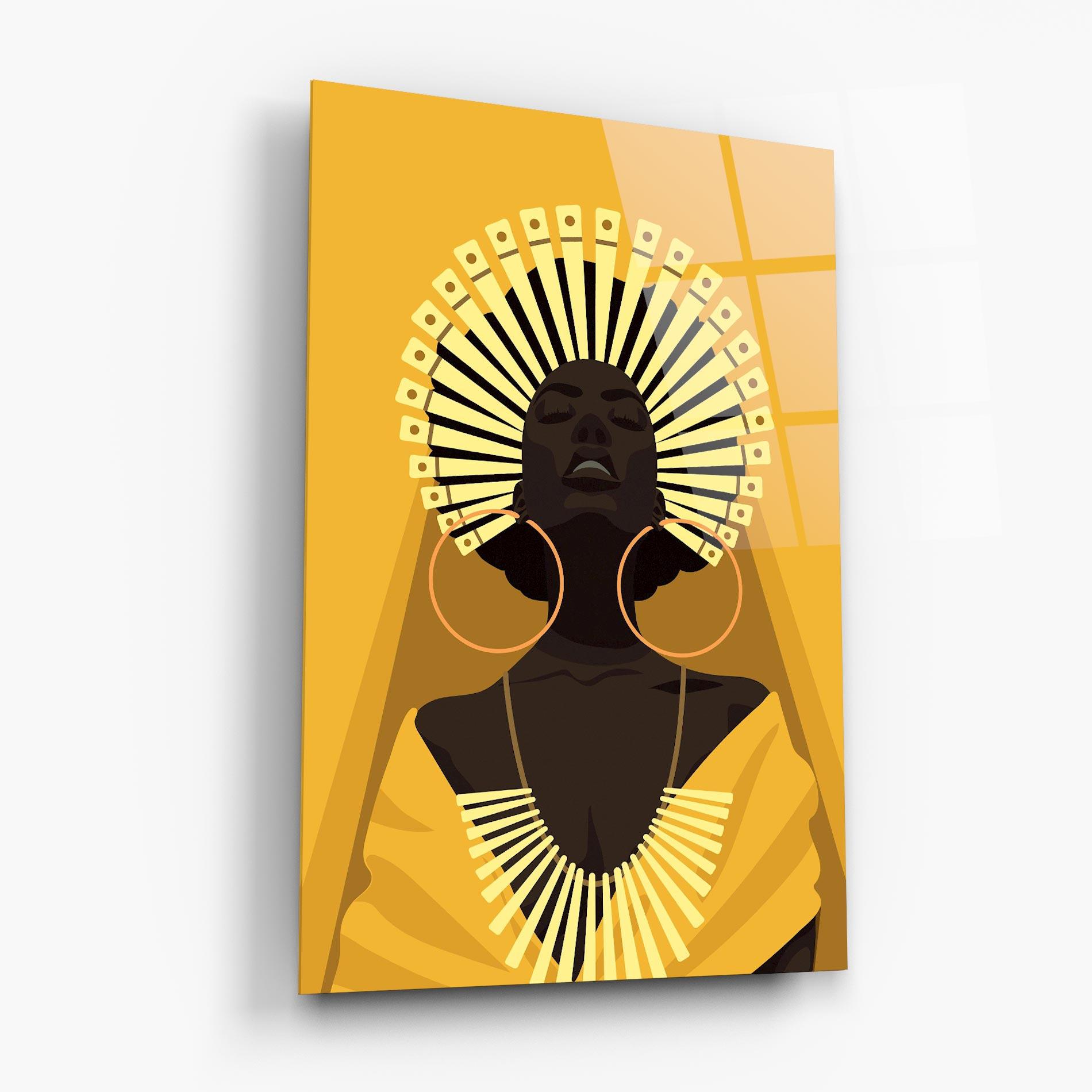 Tablou Sticla African Pretty Yellow mockup 6