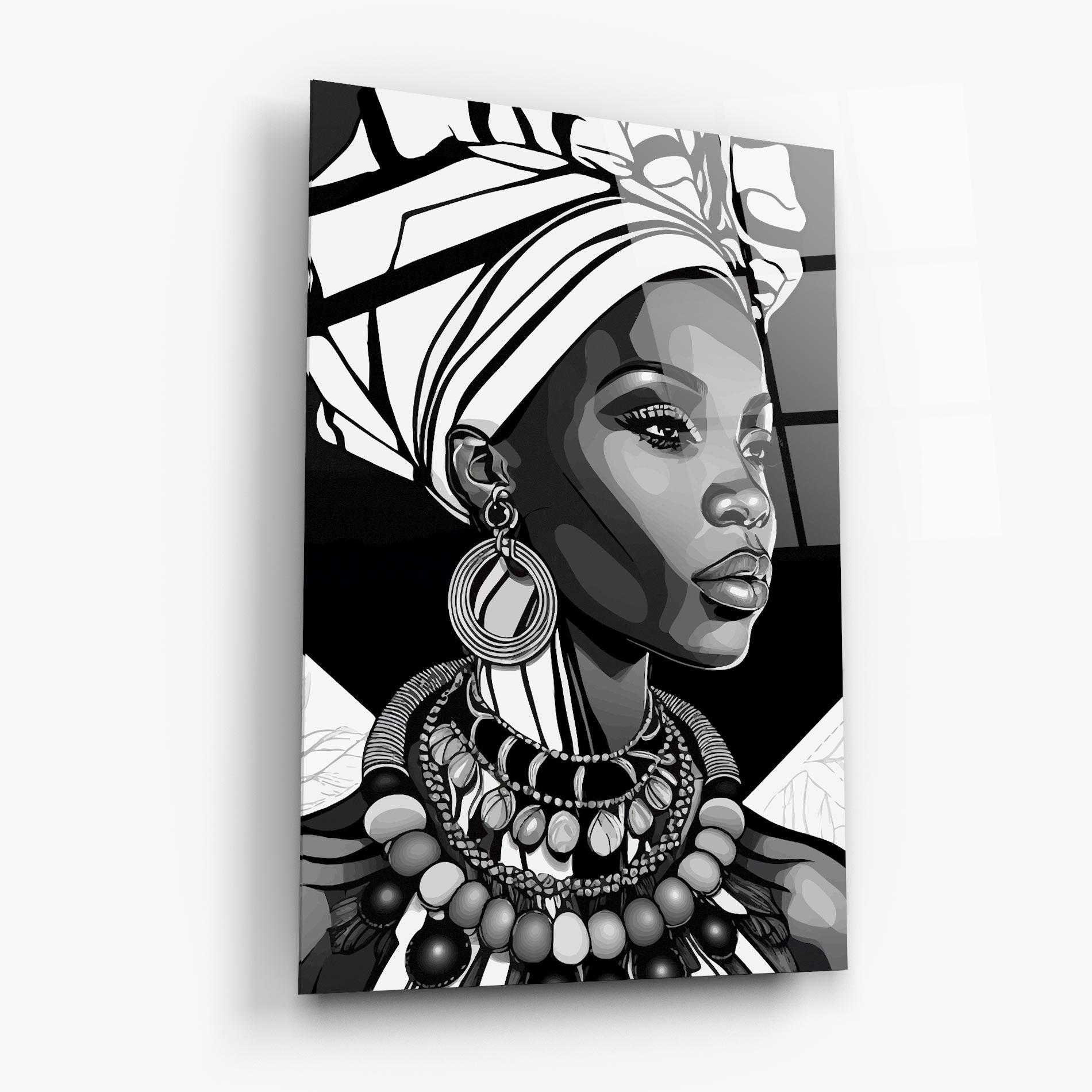 Tablou Sticla Black White African mockup 6
