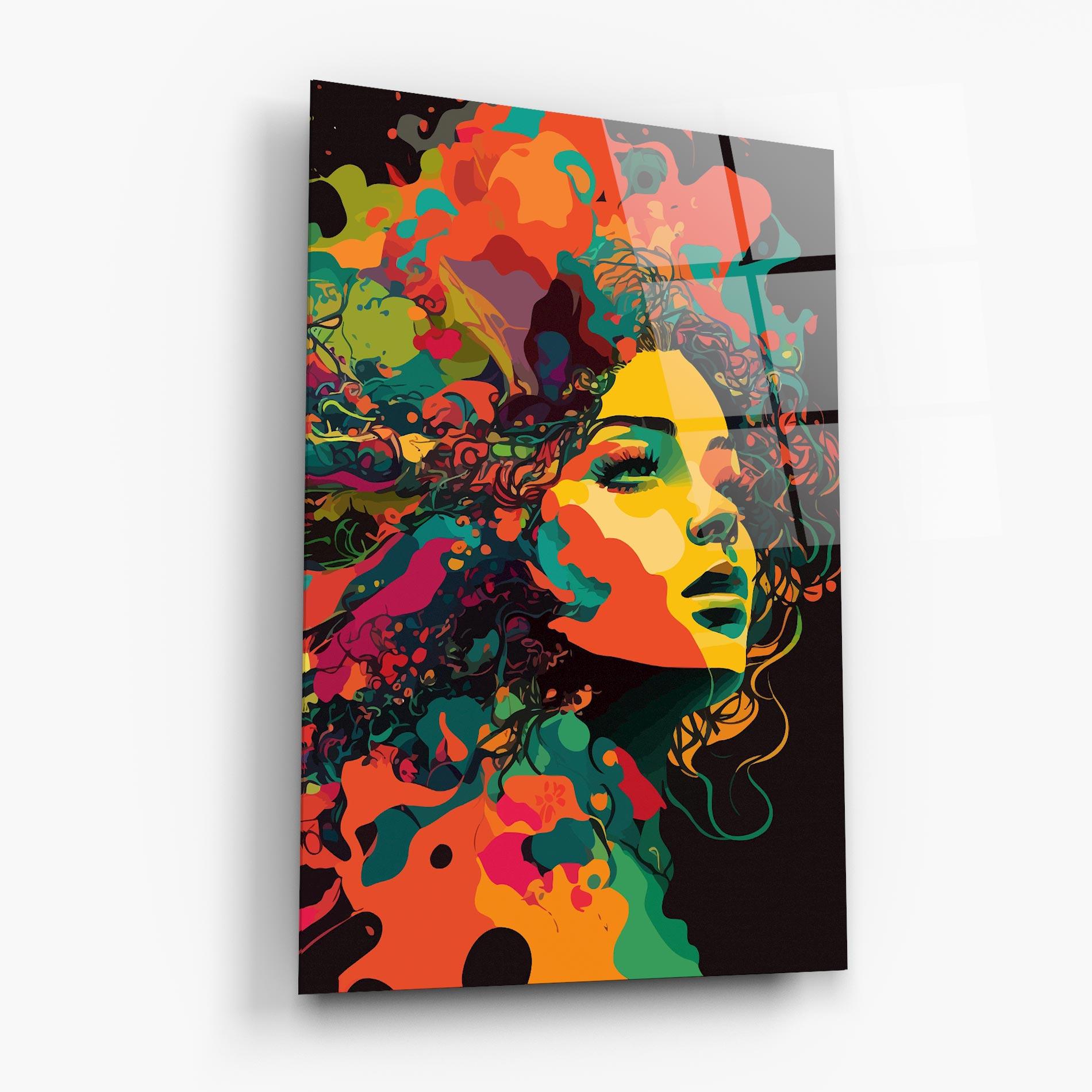 Tablou Sticla Colorful African Woman mockup 6