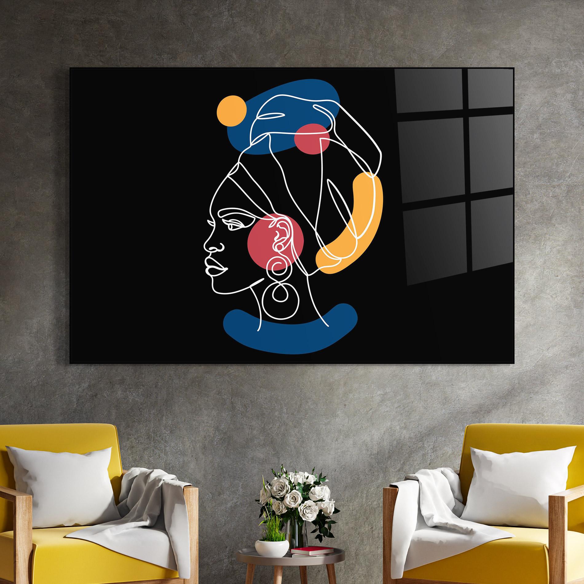 Tablou Sticla African Blue Yellow mockup 4