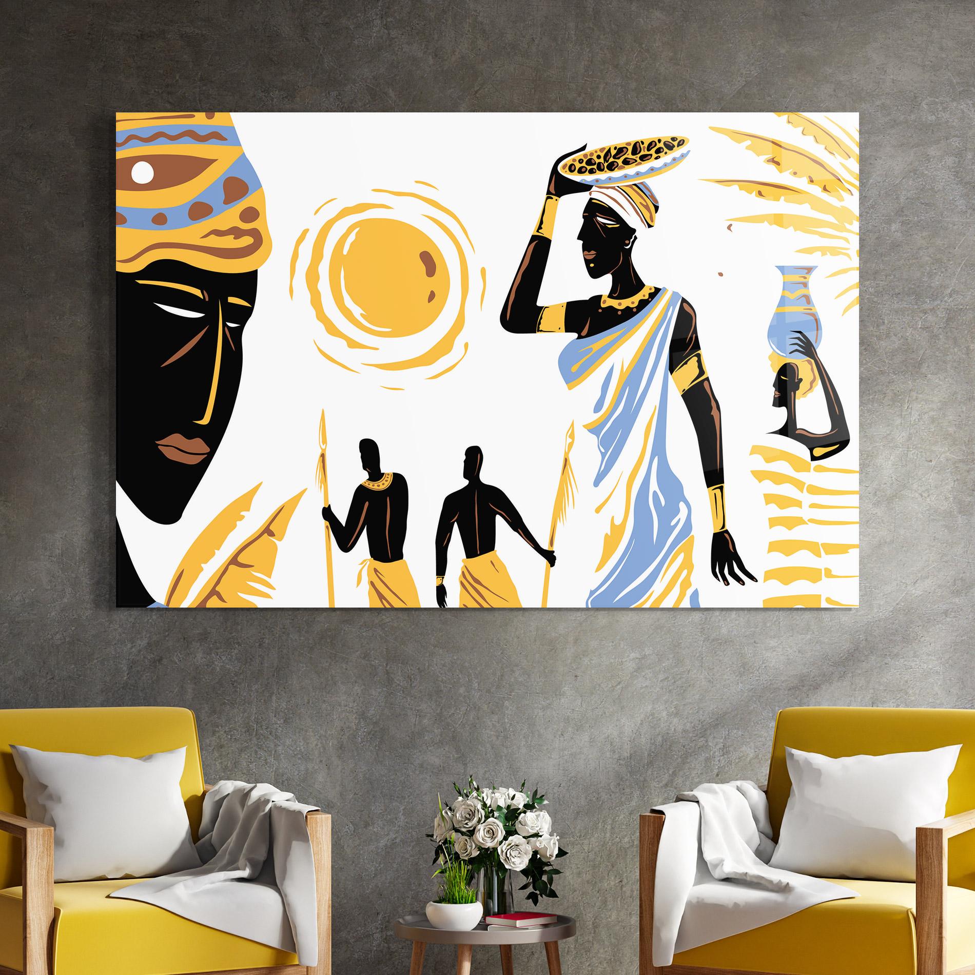 Tablou Sticla African Drawing mockup 4