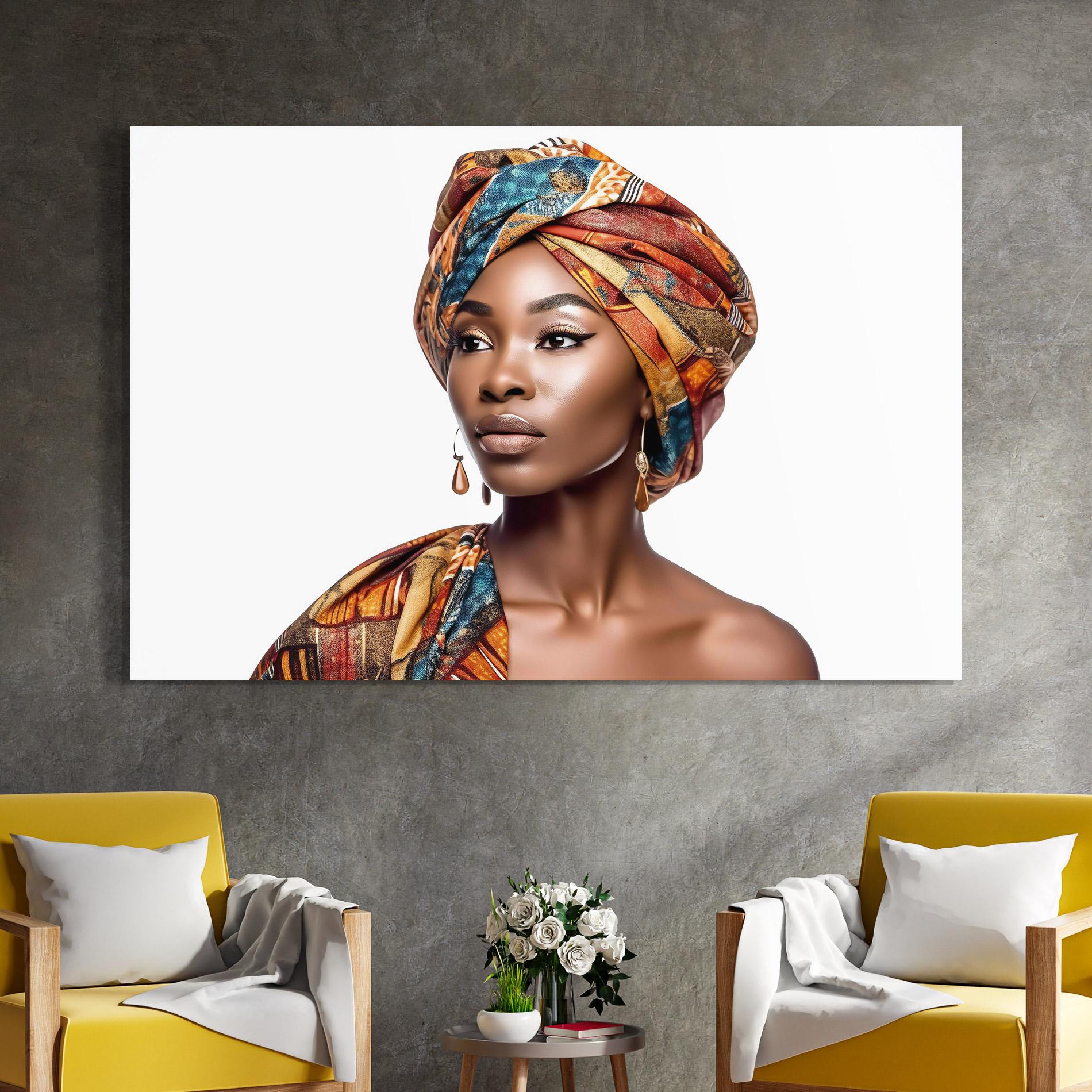 Tablou Sticla African Woman Turban mockup 4