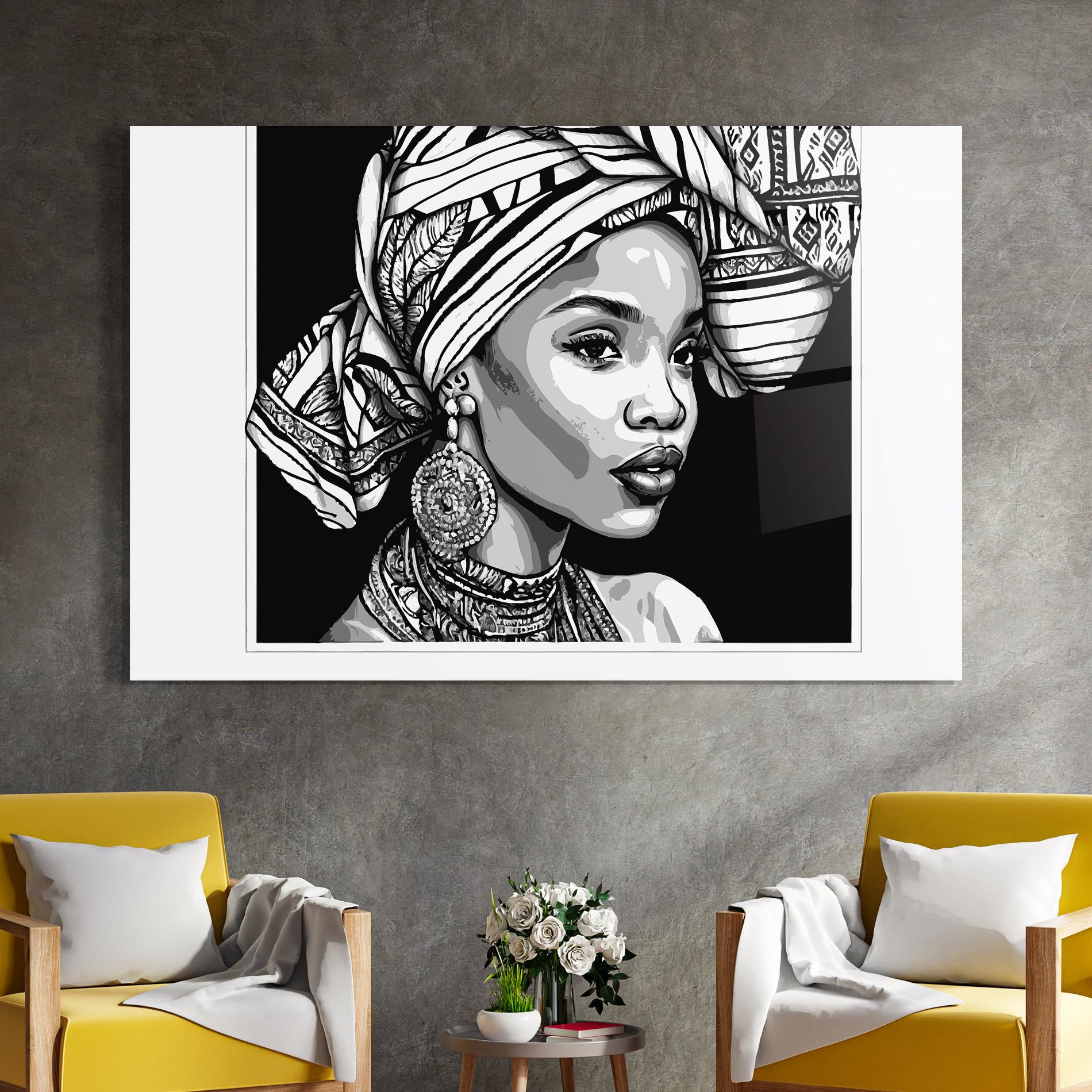 Tablou Sticla Beautiful African Lady mockup 4