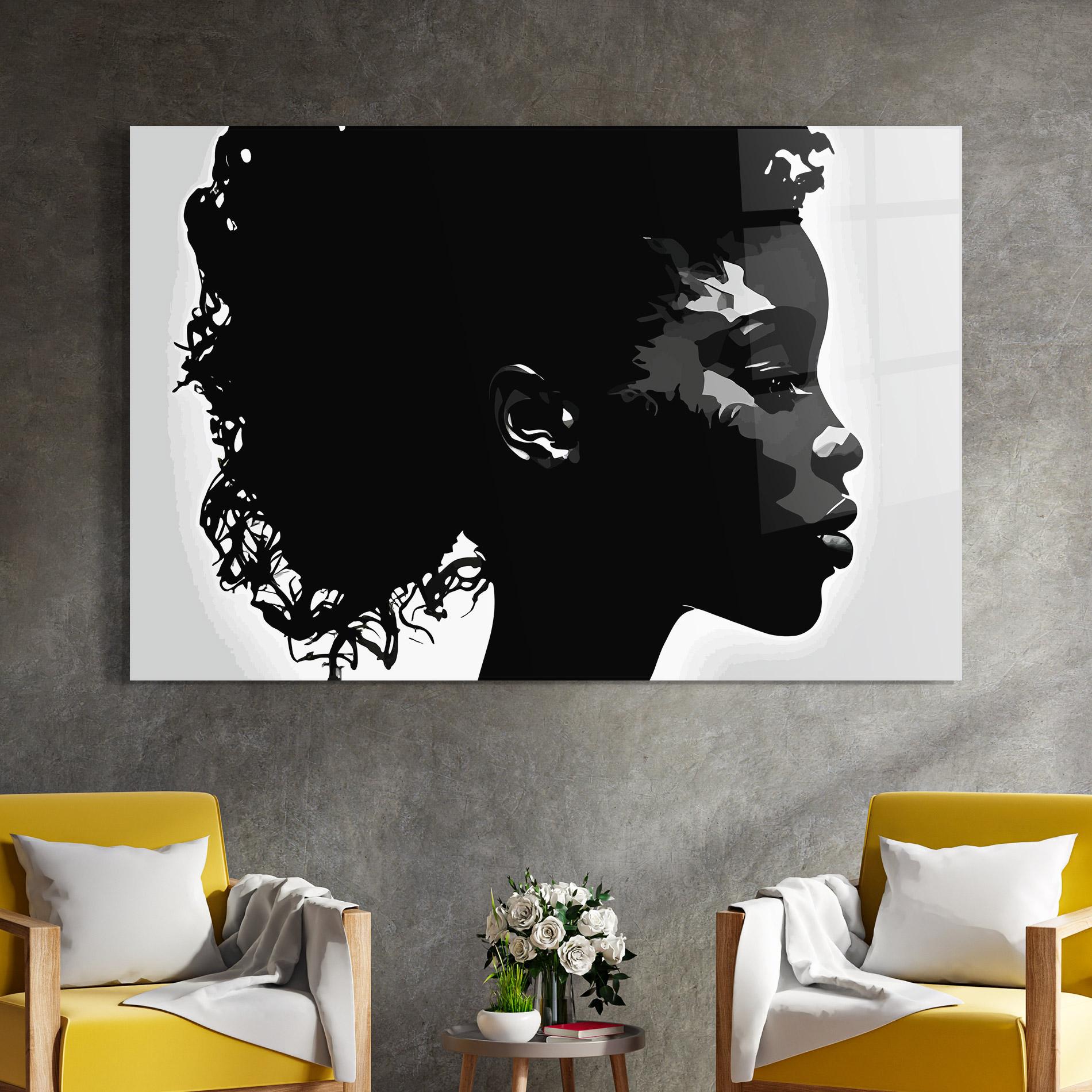 Tablou Sticla Black African Woman mockup 4
