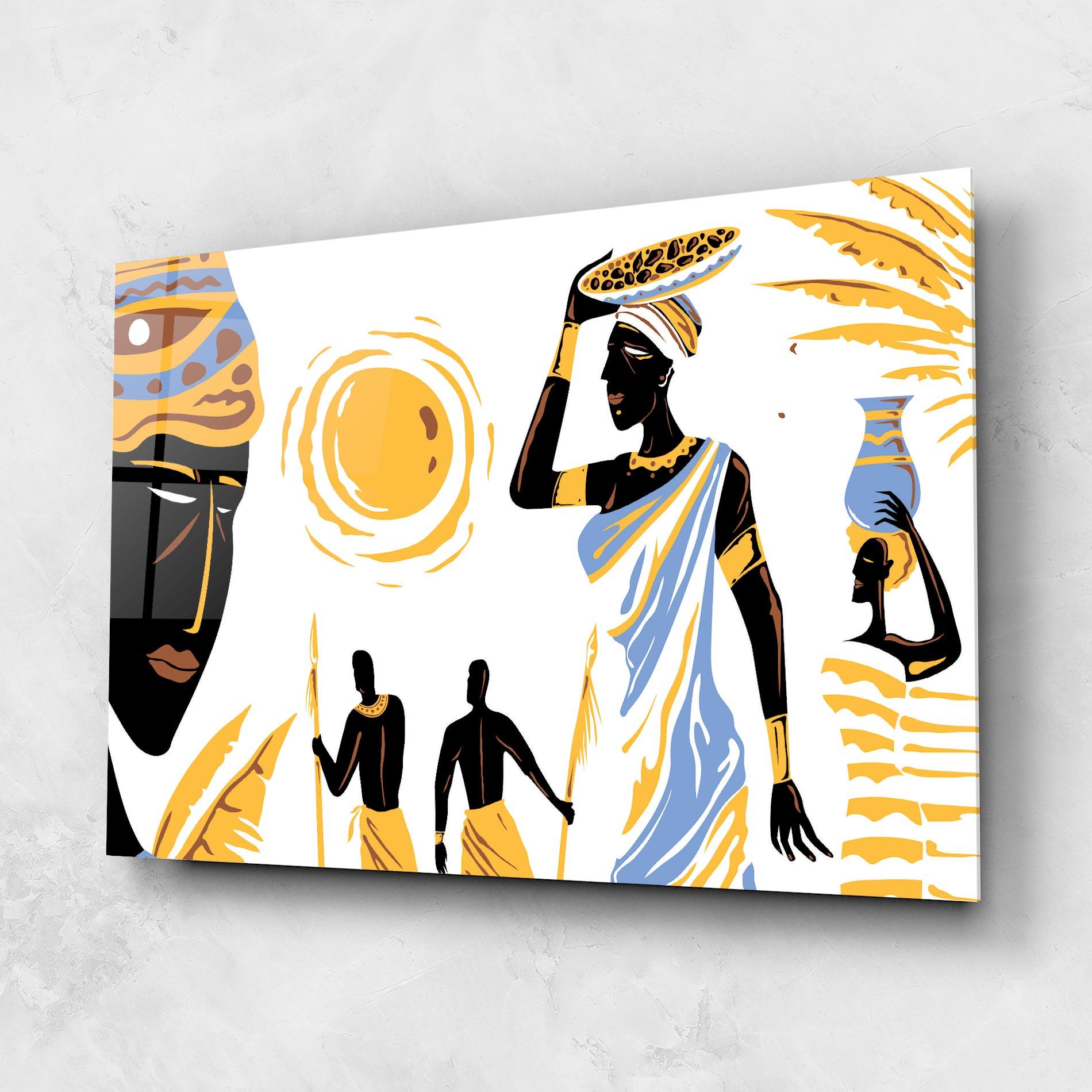 Tablou Sticla African Drawing mockup 1