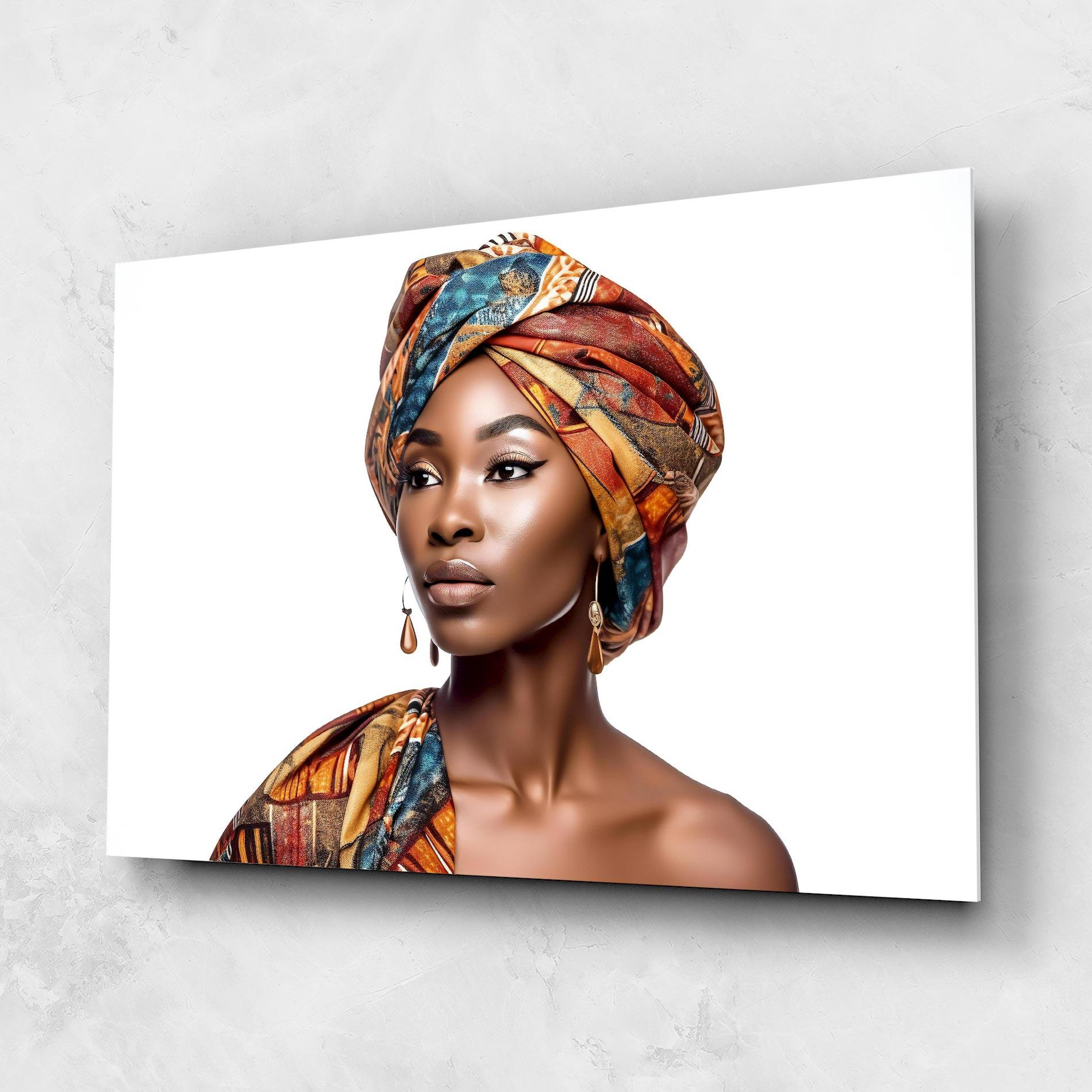 Tablou Sticla African Woman Turban mockup 1