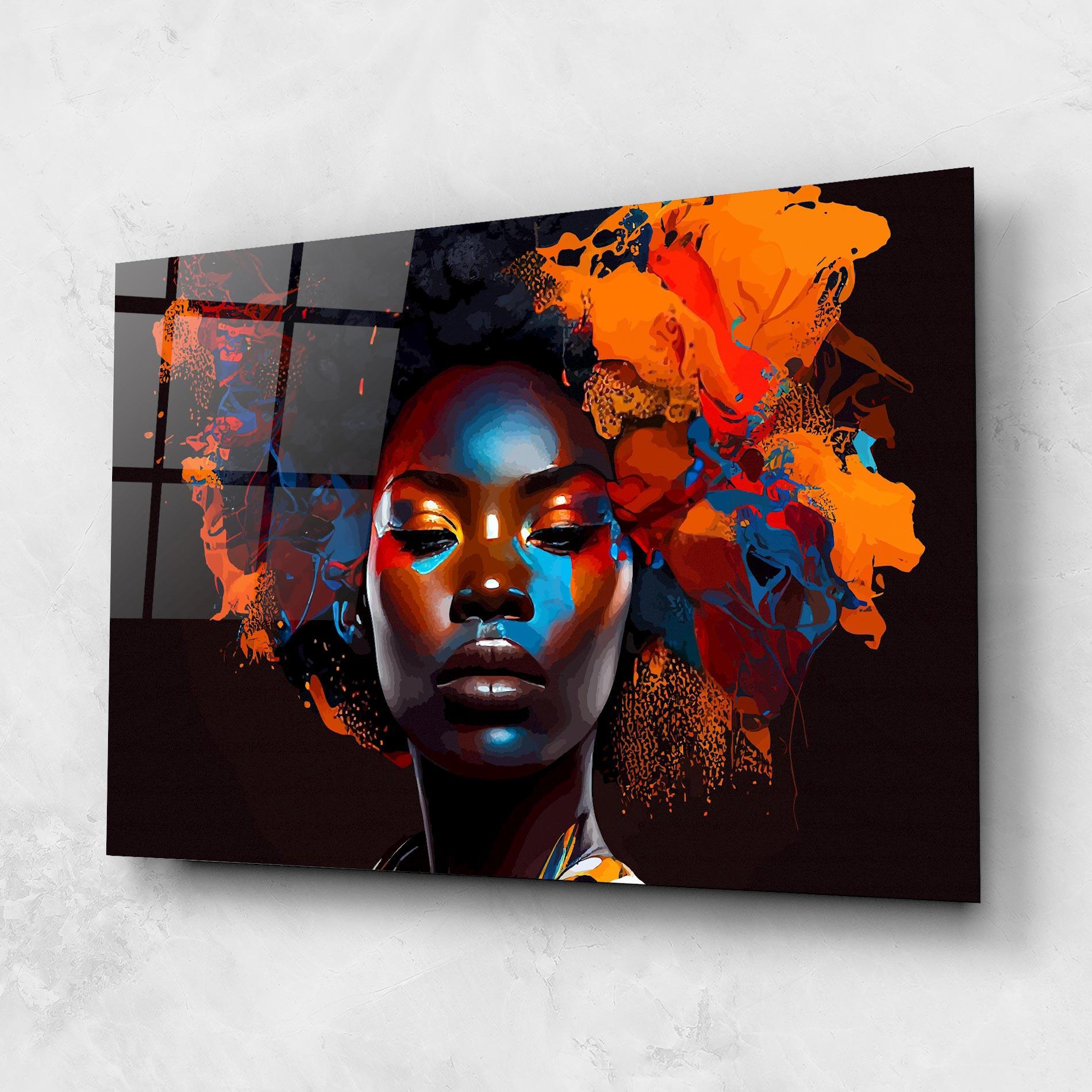 Tablou Sticla Africat Yellow Hair mockup 1