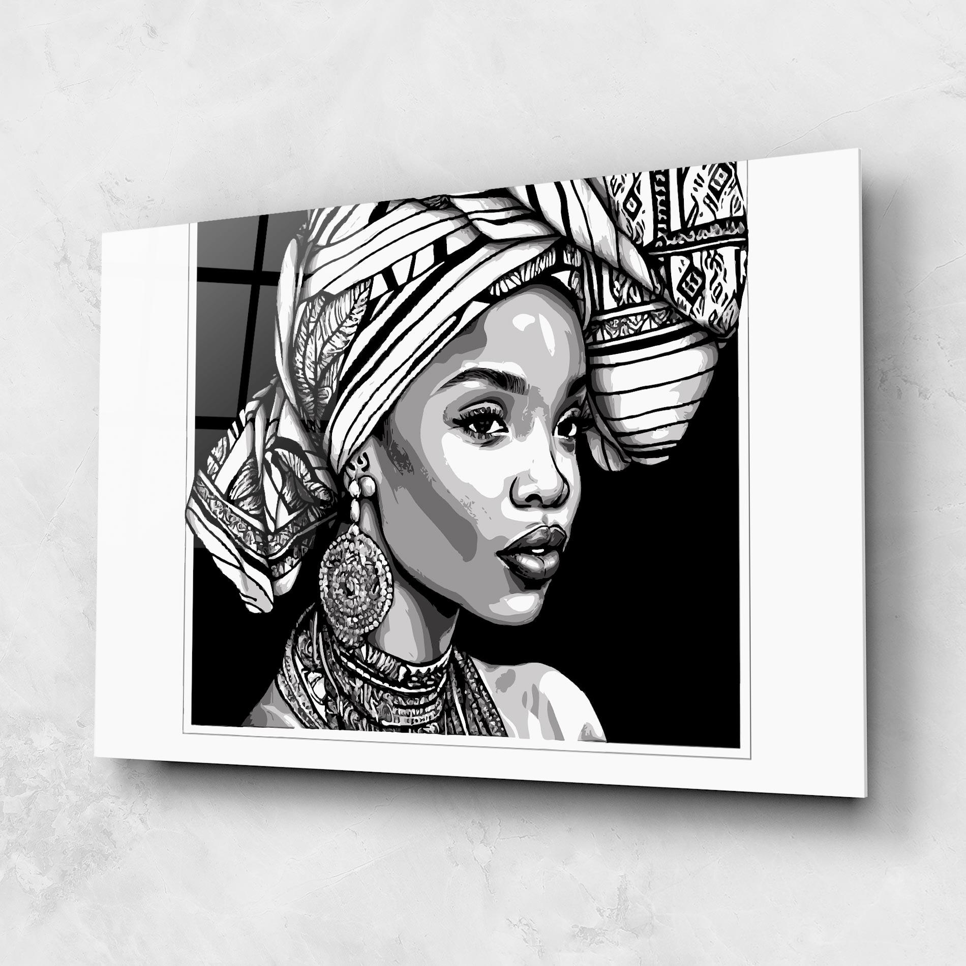 Tablou Sticla Beautiful African Lady mockup 1