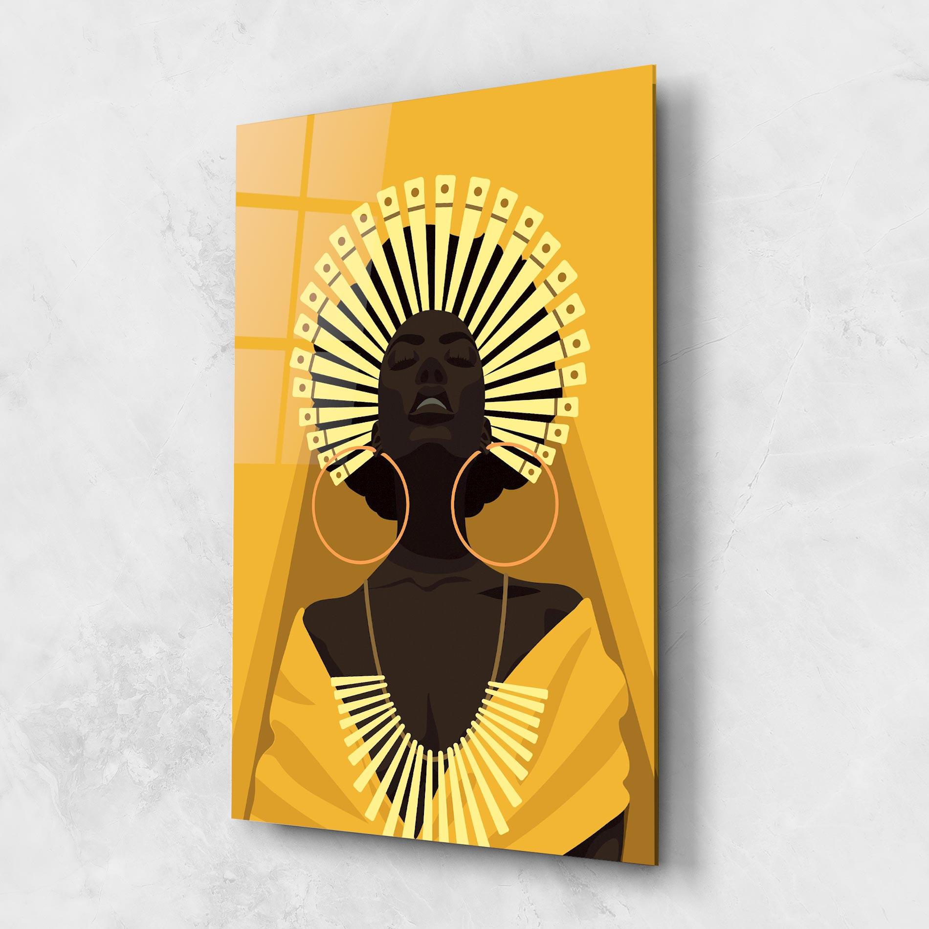 Tablou Sticla African Pretty Yellow mockup 1