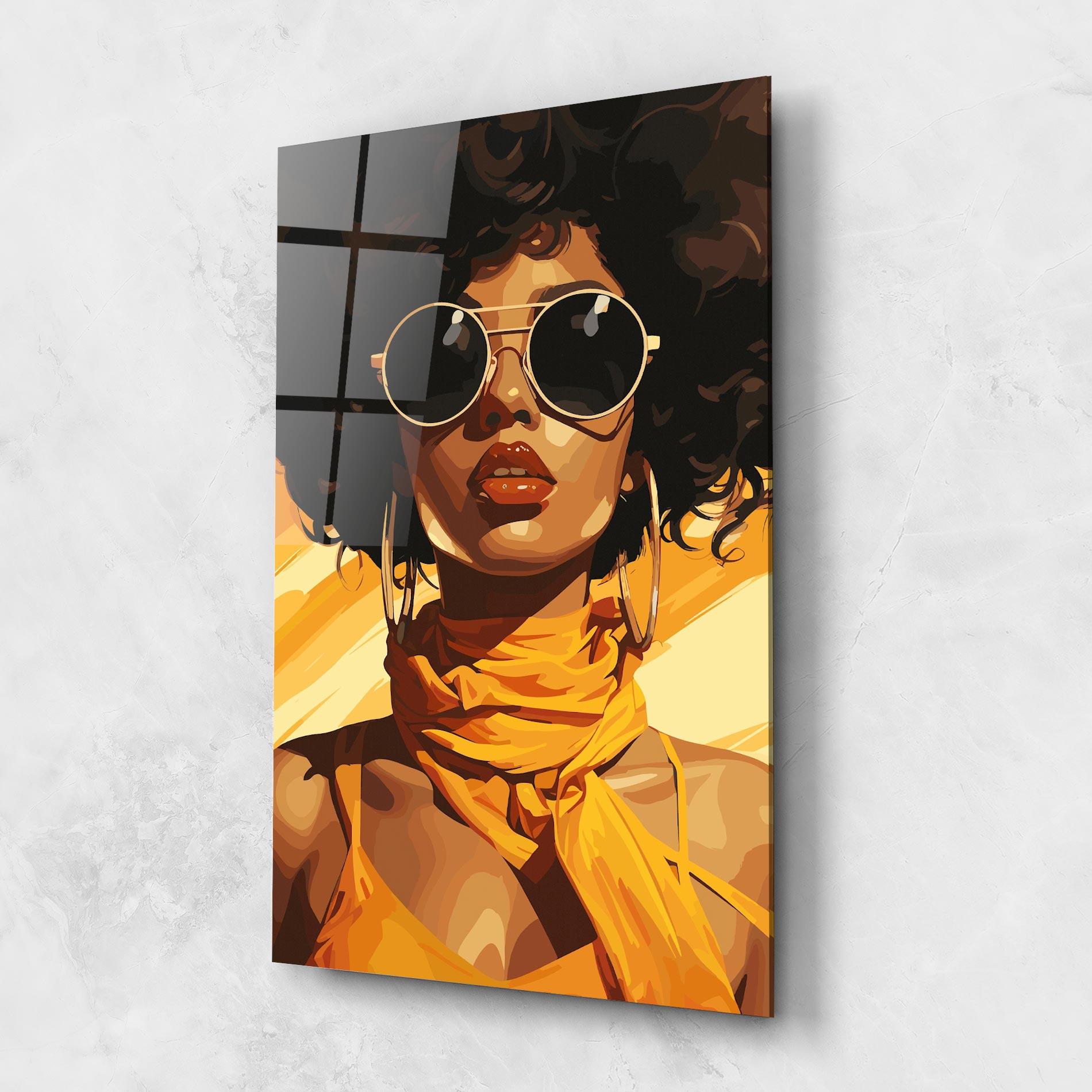Tablou Sticla African Yellow Woman mockup 1