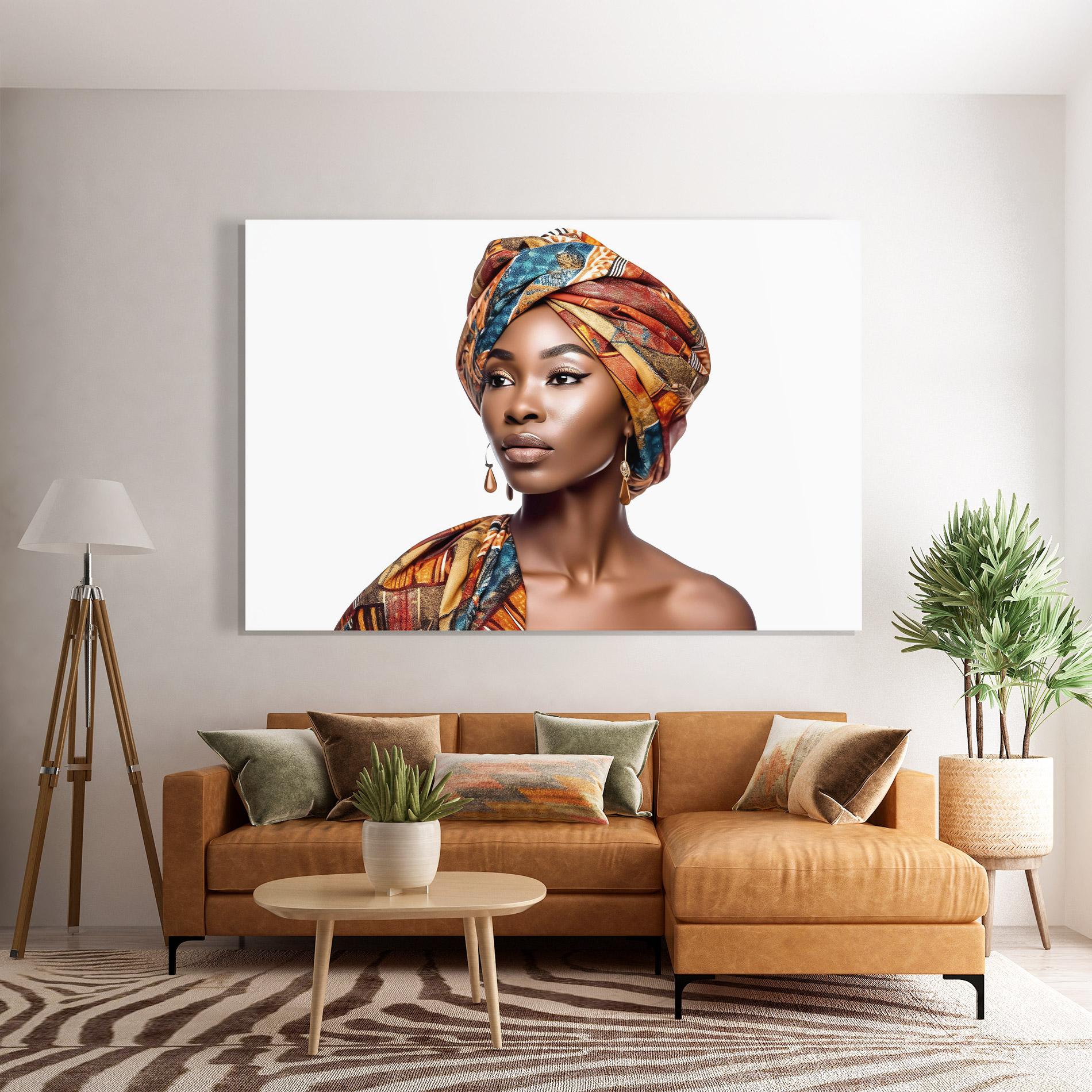 Tablou Sticla African Woman Turban mockup 7
