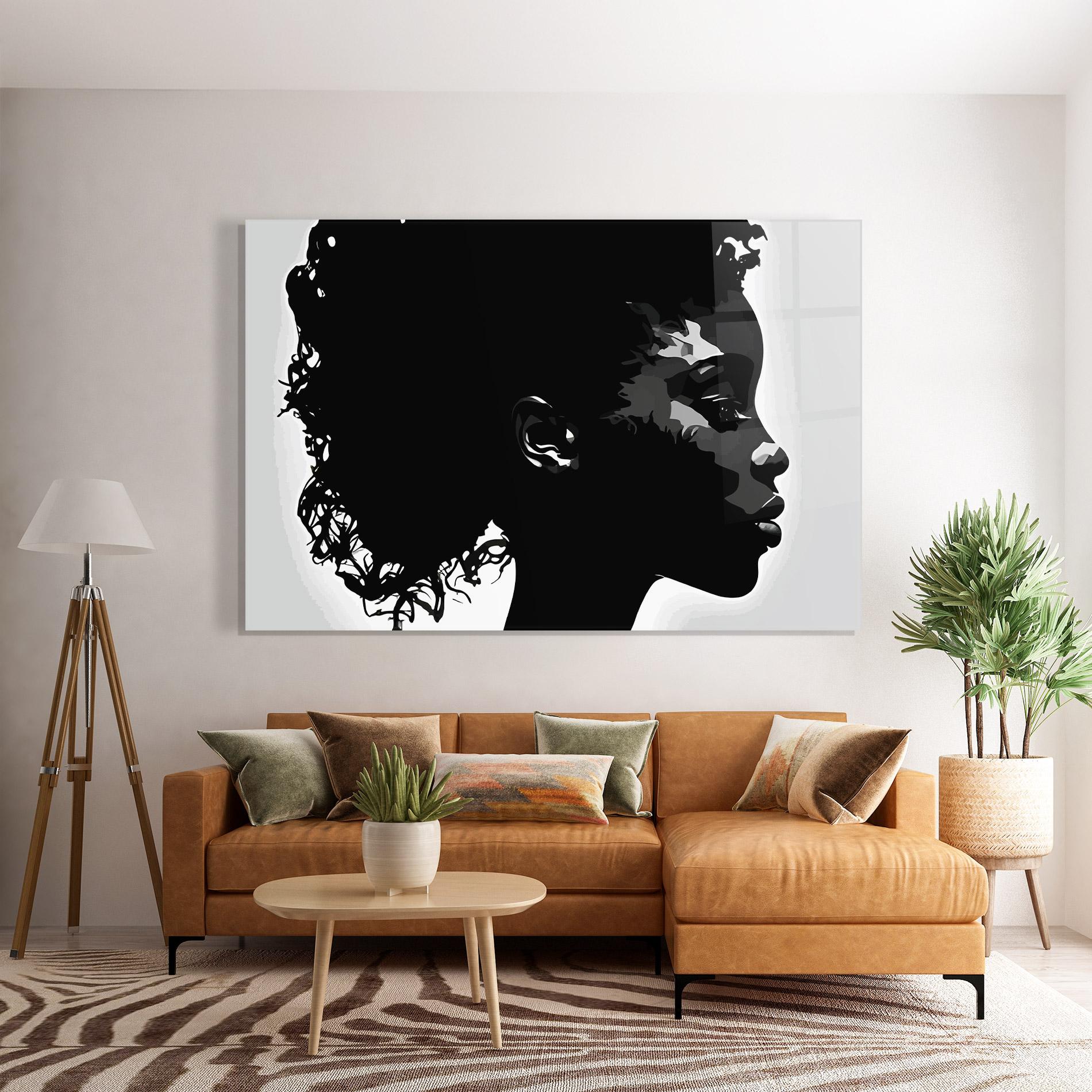 Tablou Sticla Black African Woman mockup 7