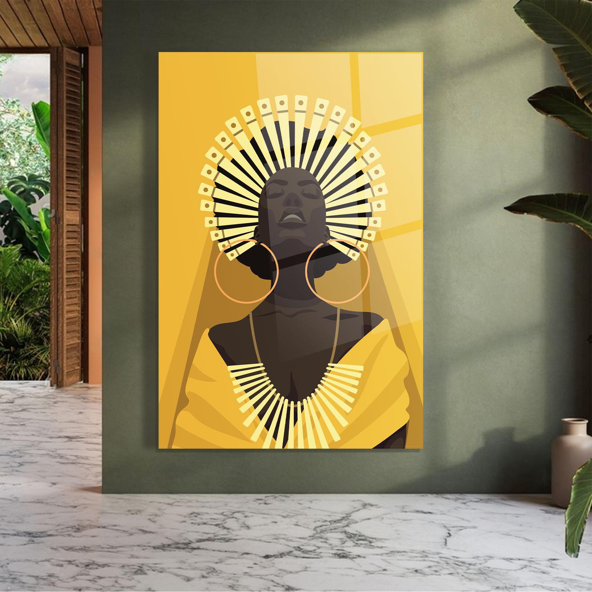 Tablou Sticla African Pretty Yellow mockup 7