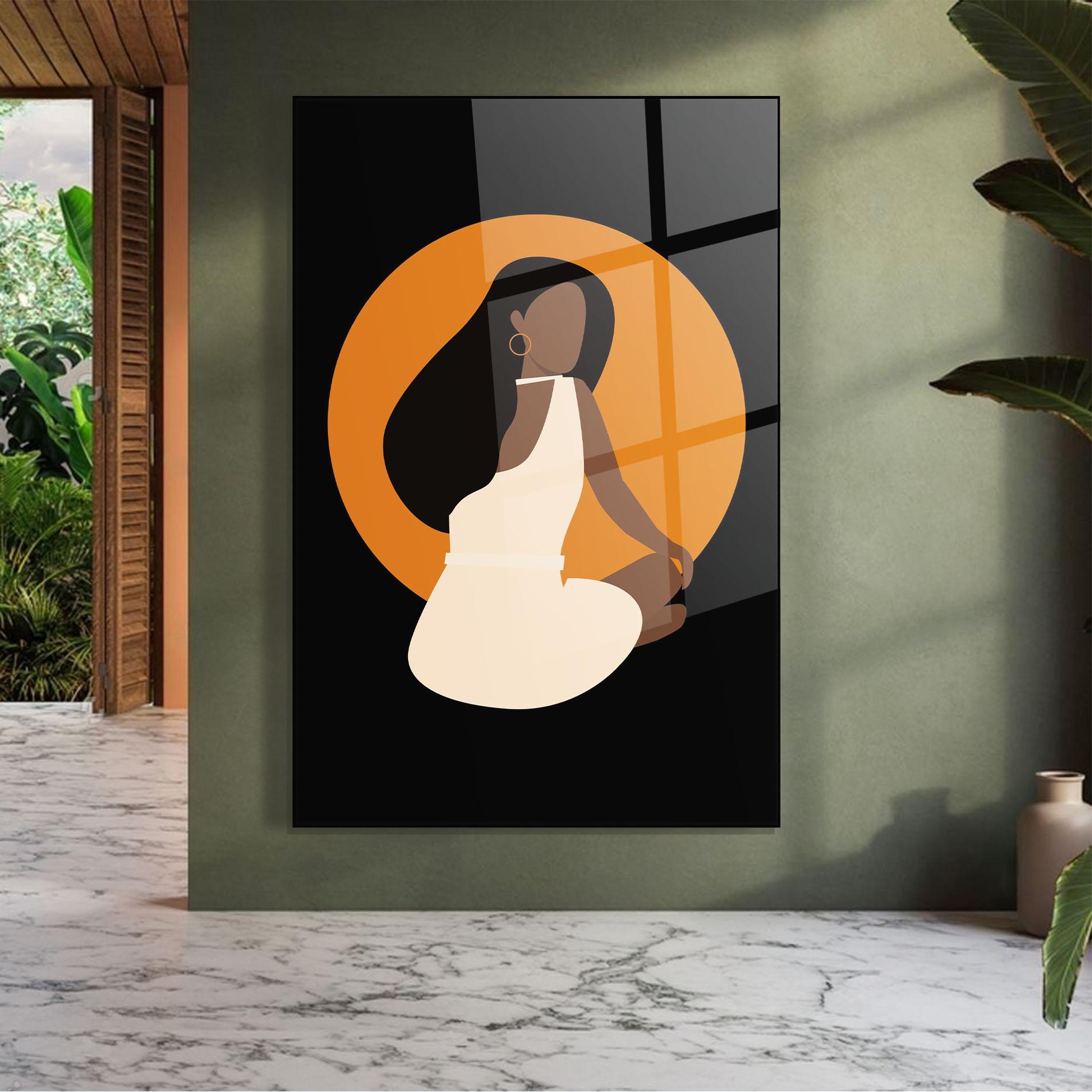 Tablou Sticla African White Dress mockup 7