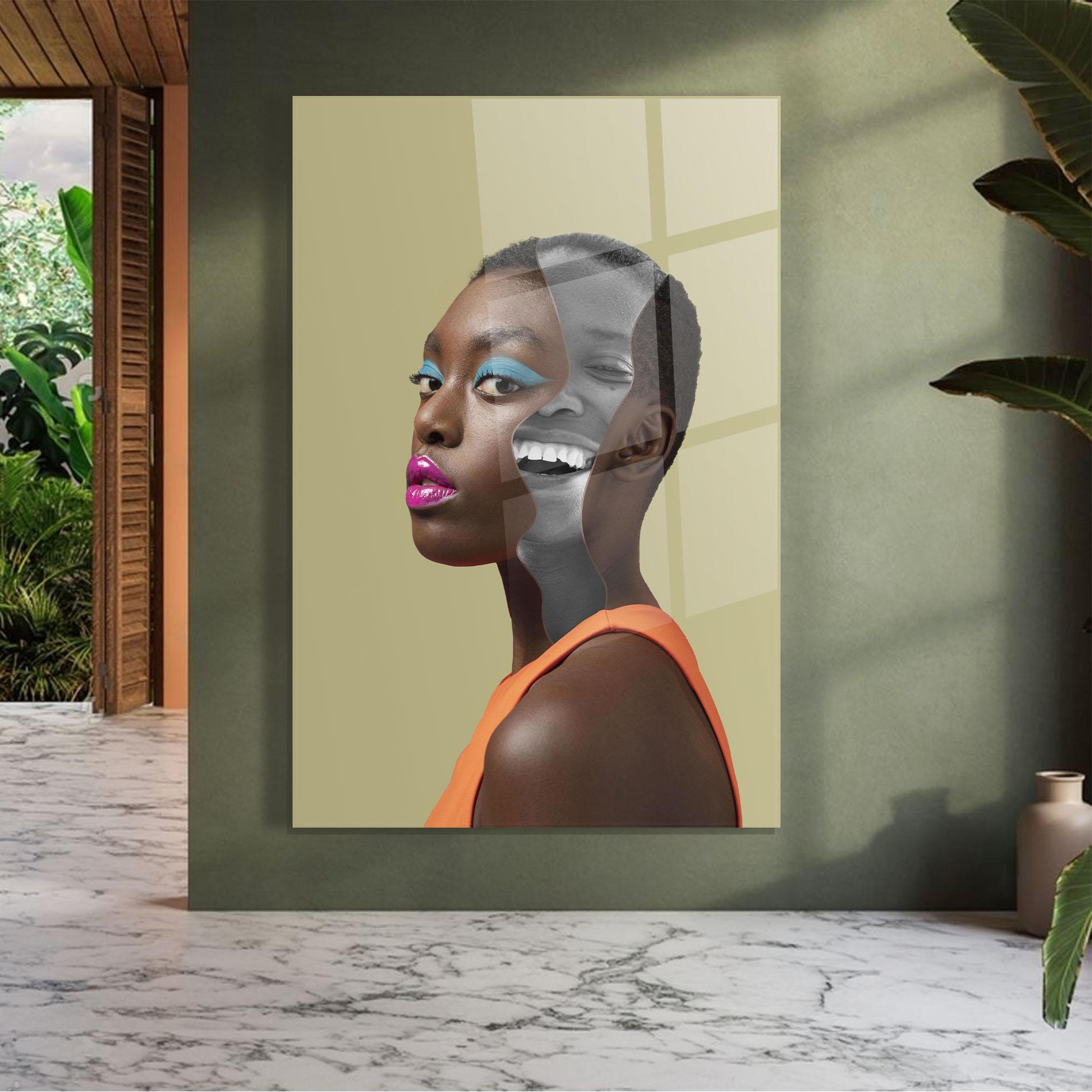 Tablou Sticla American Woman Collage mockup 7