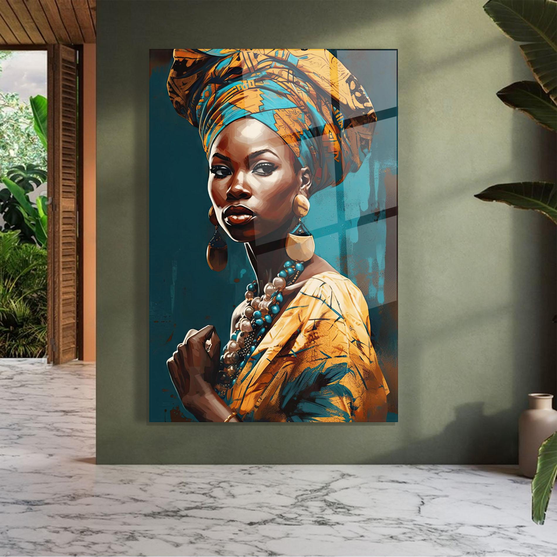 Tablou Sticla Azure Chic Woman mockup 7