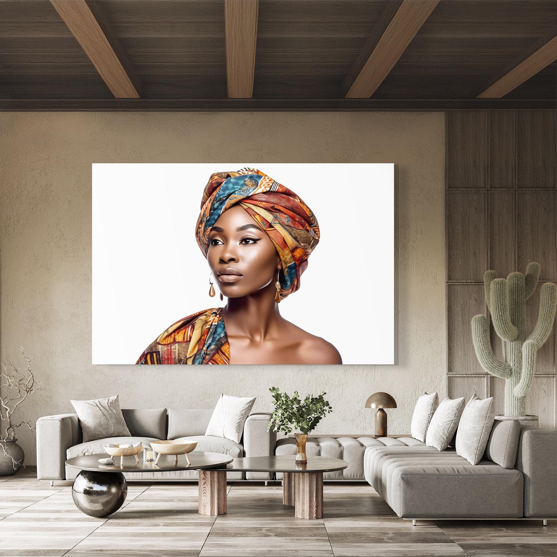Tablou Sticla African Woman Turban mockup 8