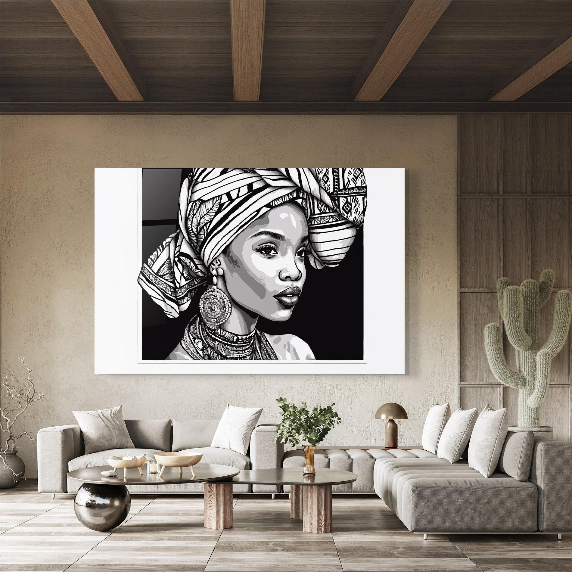 Tablou Sticla Beautiful African Lady mockup 8