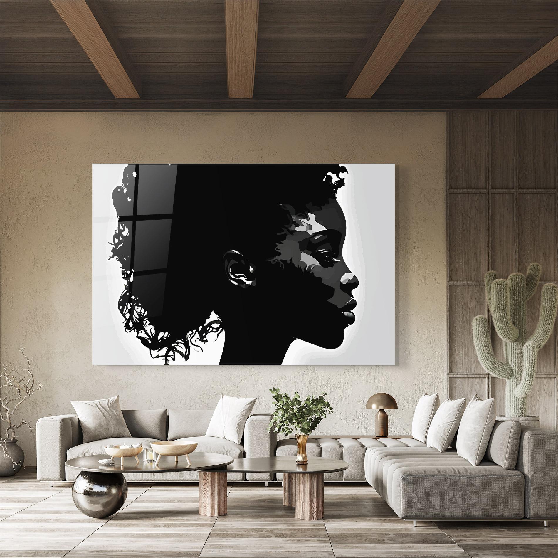 Tablou Sticla Black African Woman mockup 8
