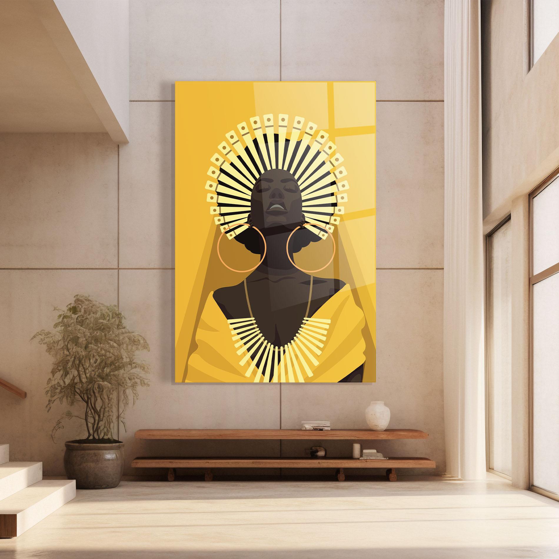 Tablou Sticla African Pretty Yellow mockup 8