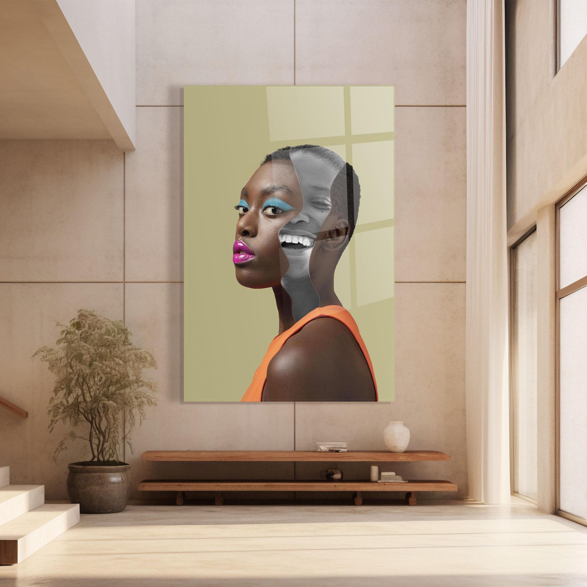 Tablou Sticla American Woman Collage mockup 8