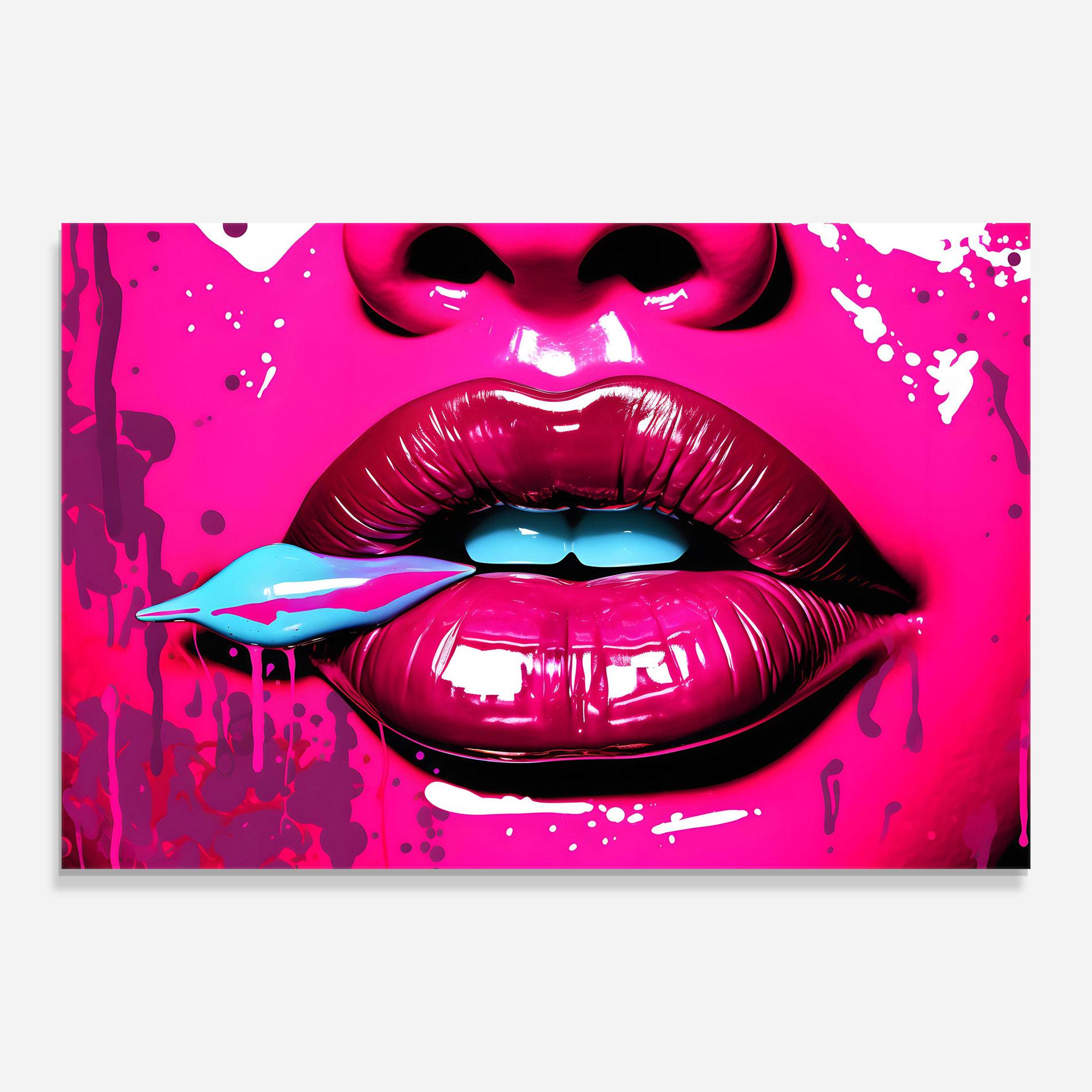 Tablou Sticla Dark Pink Lips Art mockup 0