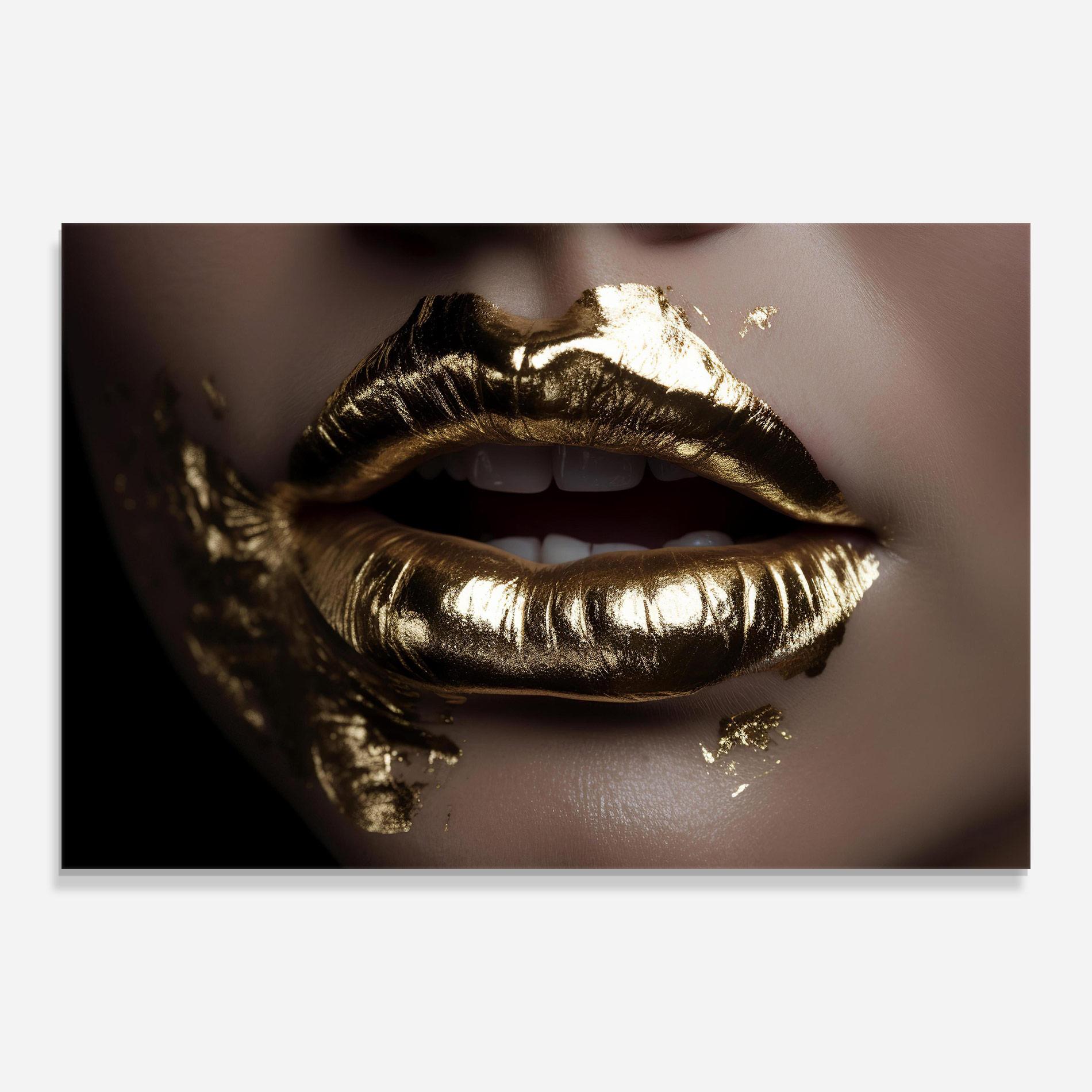 Tablou Sticla Gold Lips mockup 0