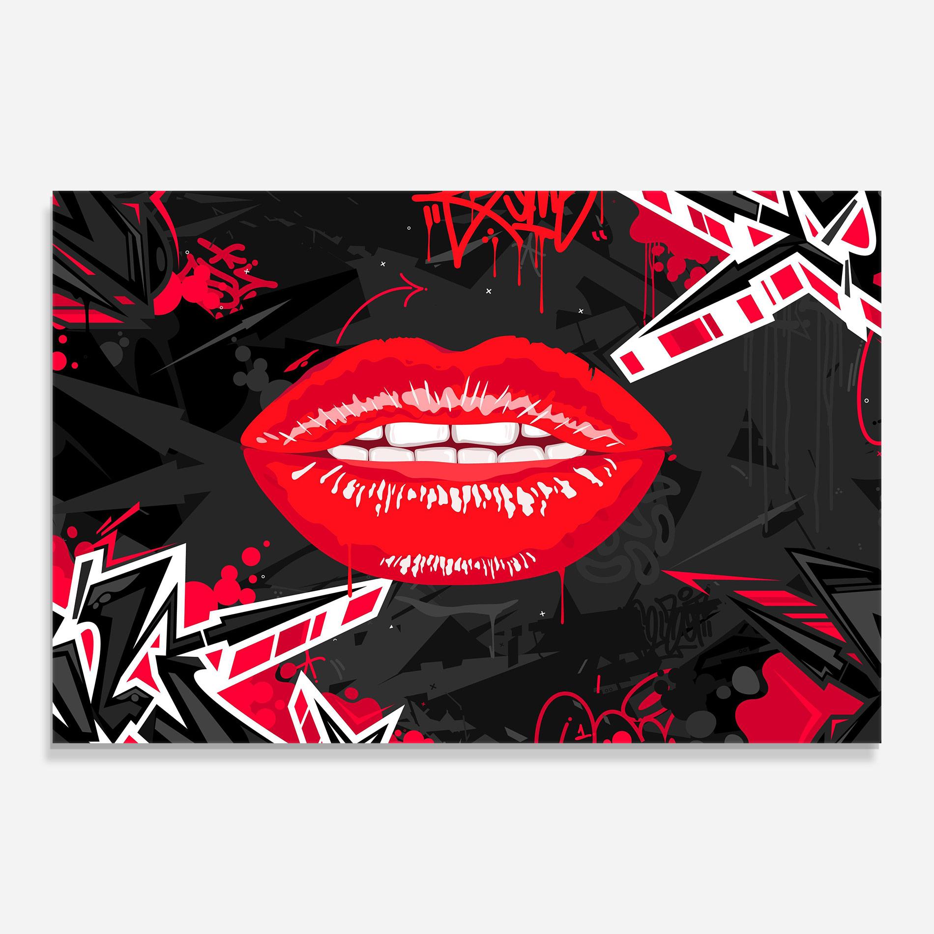 Tablou Sticla Lips Graff mockup 0