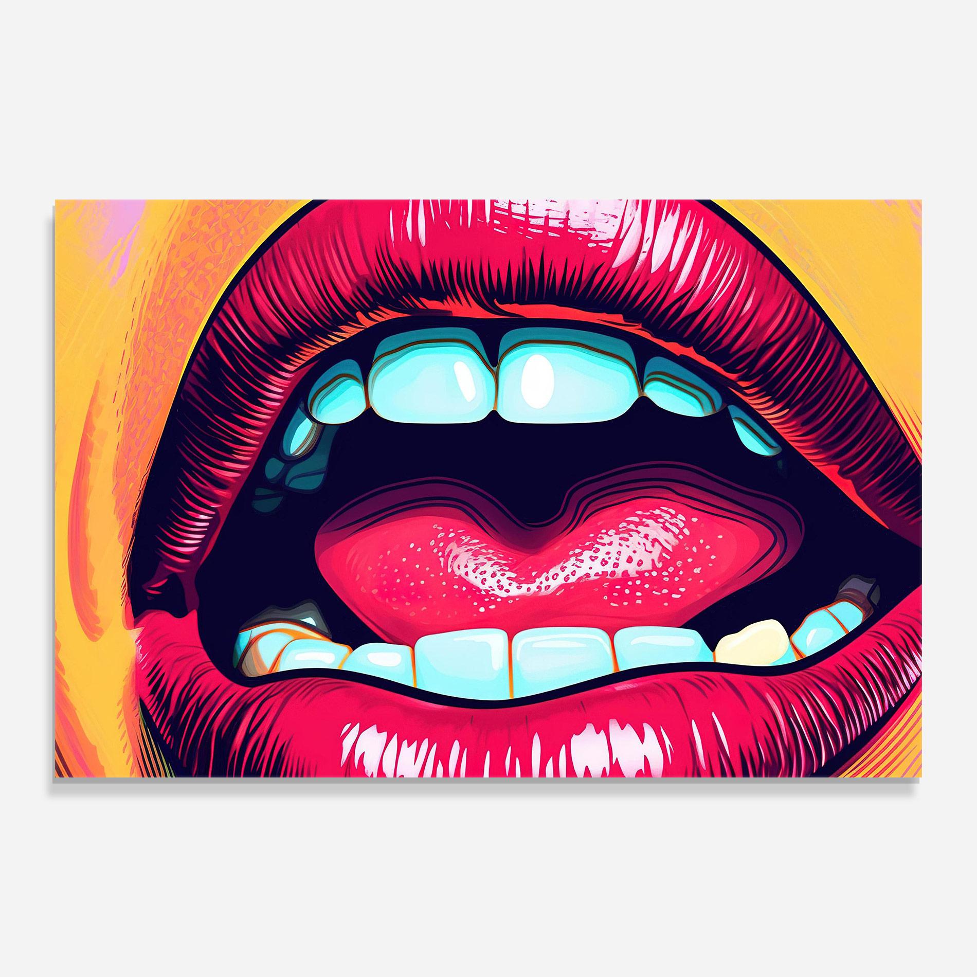 Tablou Sticla Lips Pop Art mockup 0