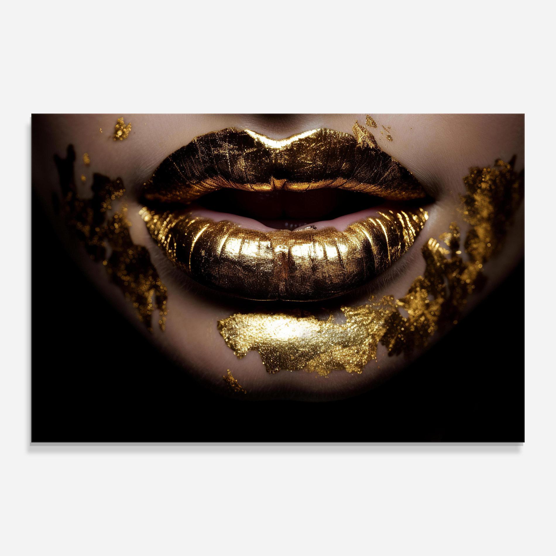 Tablou Sticla Open Golden Lips mockup 0