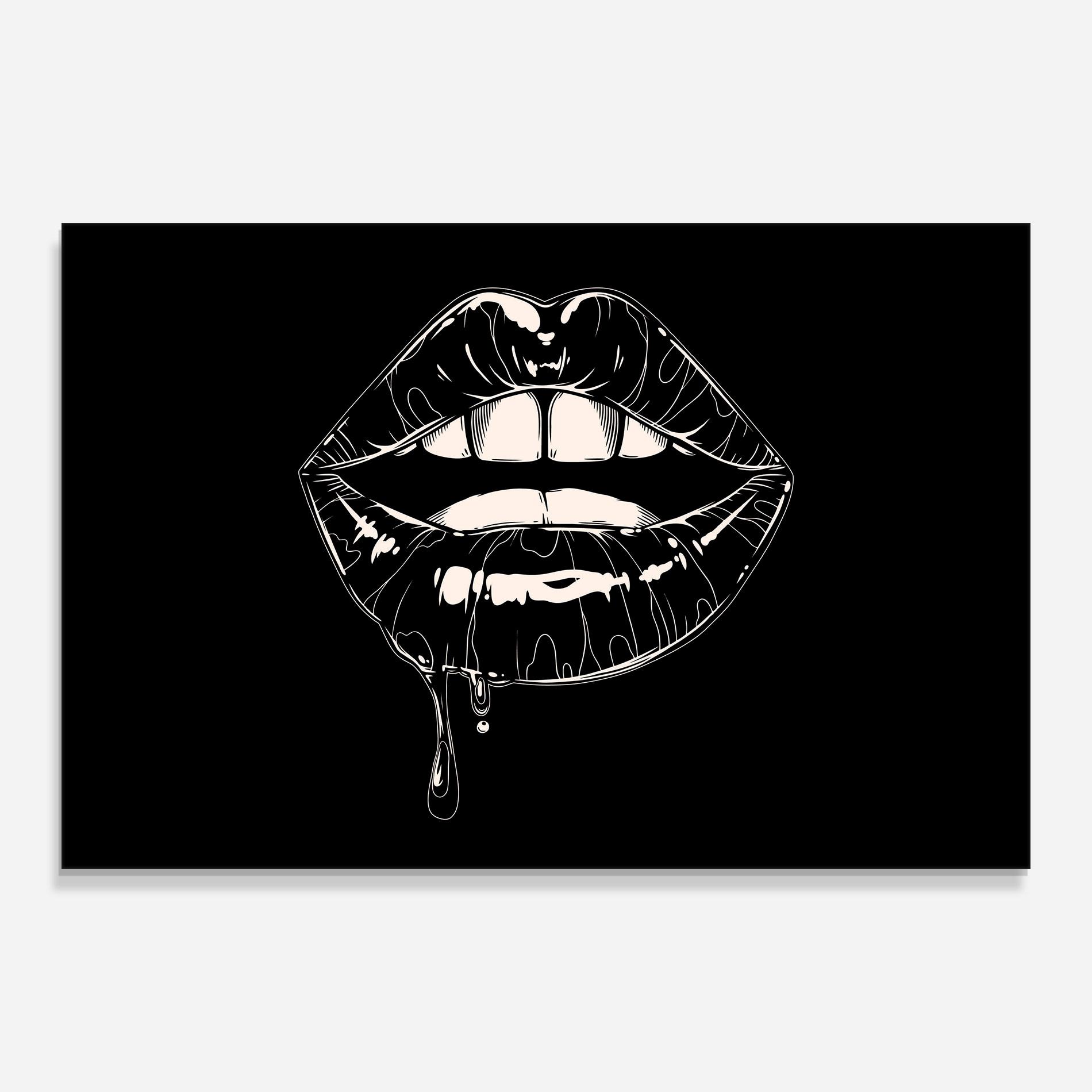 Tablou Sticla Open Lips On Black mockup 0