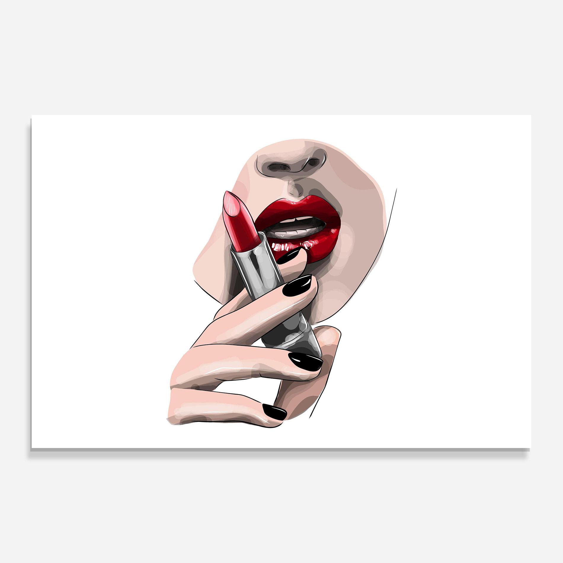 Tablou Sticla Red Lipstick mockup 0