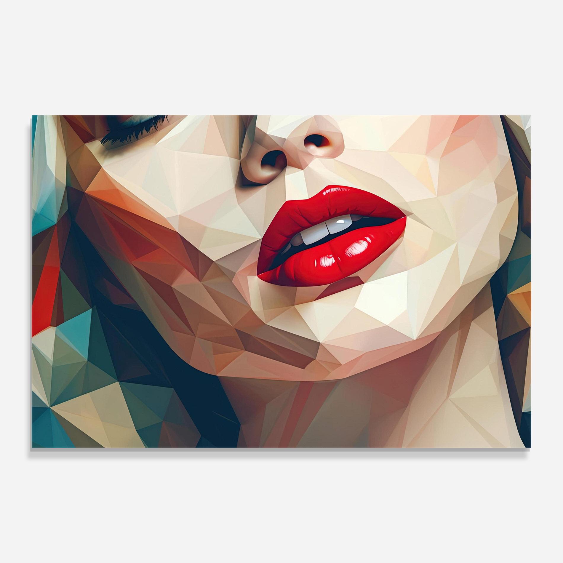 Tablou Sticla Triangular Lips mockup 0