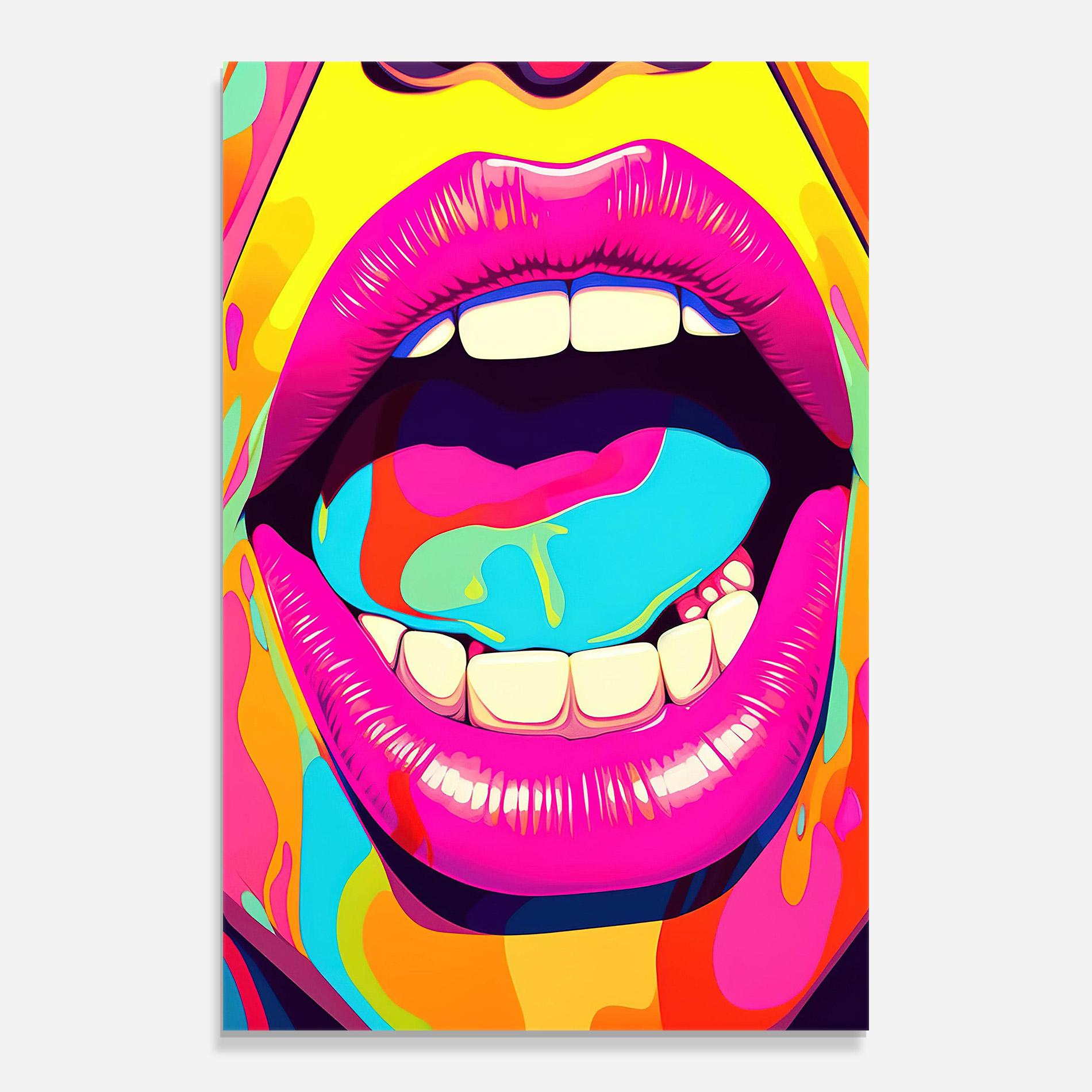 Tablou Sticla Pop Art Mouth mockup 0