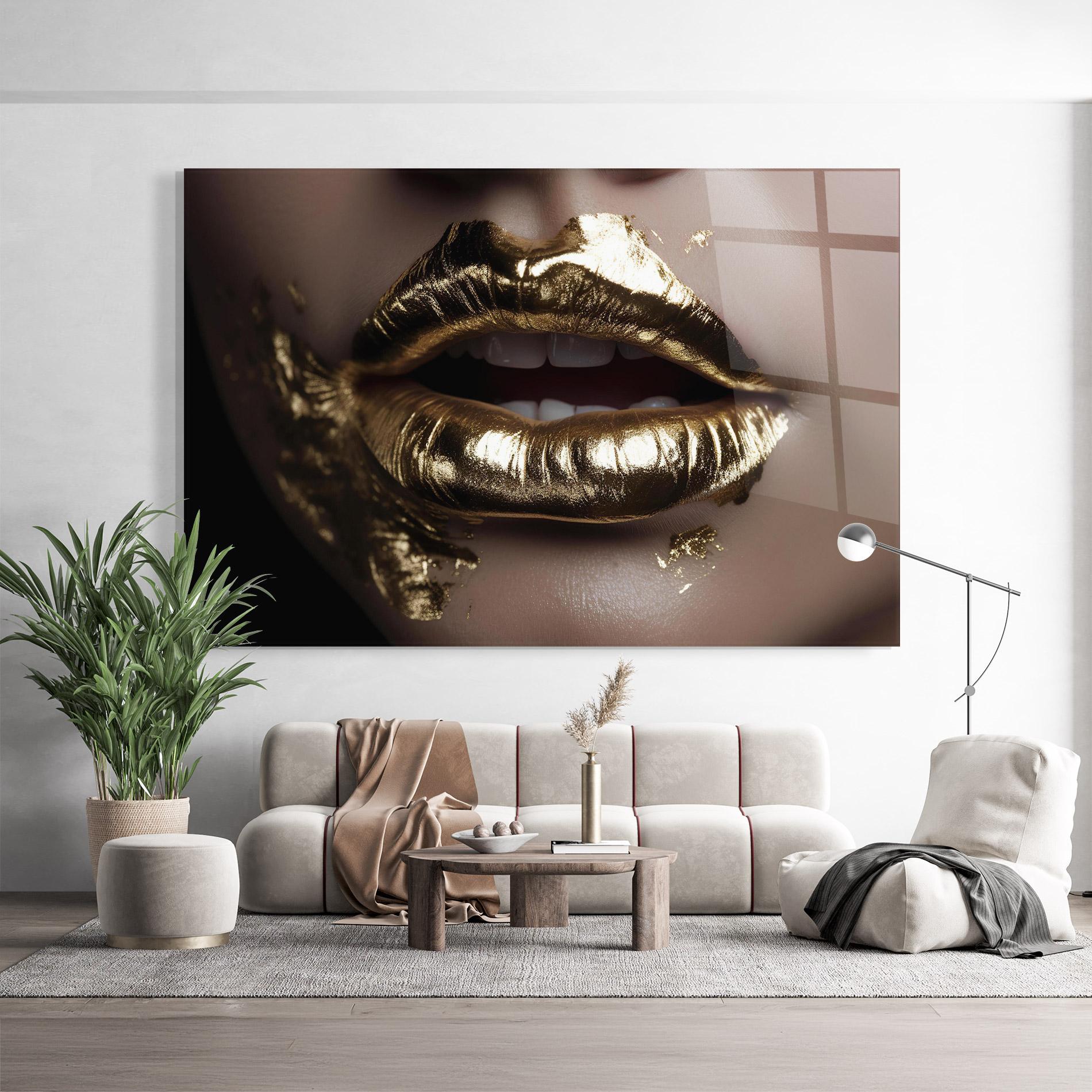 Tablou Sticla Gold Lips mockup 9
