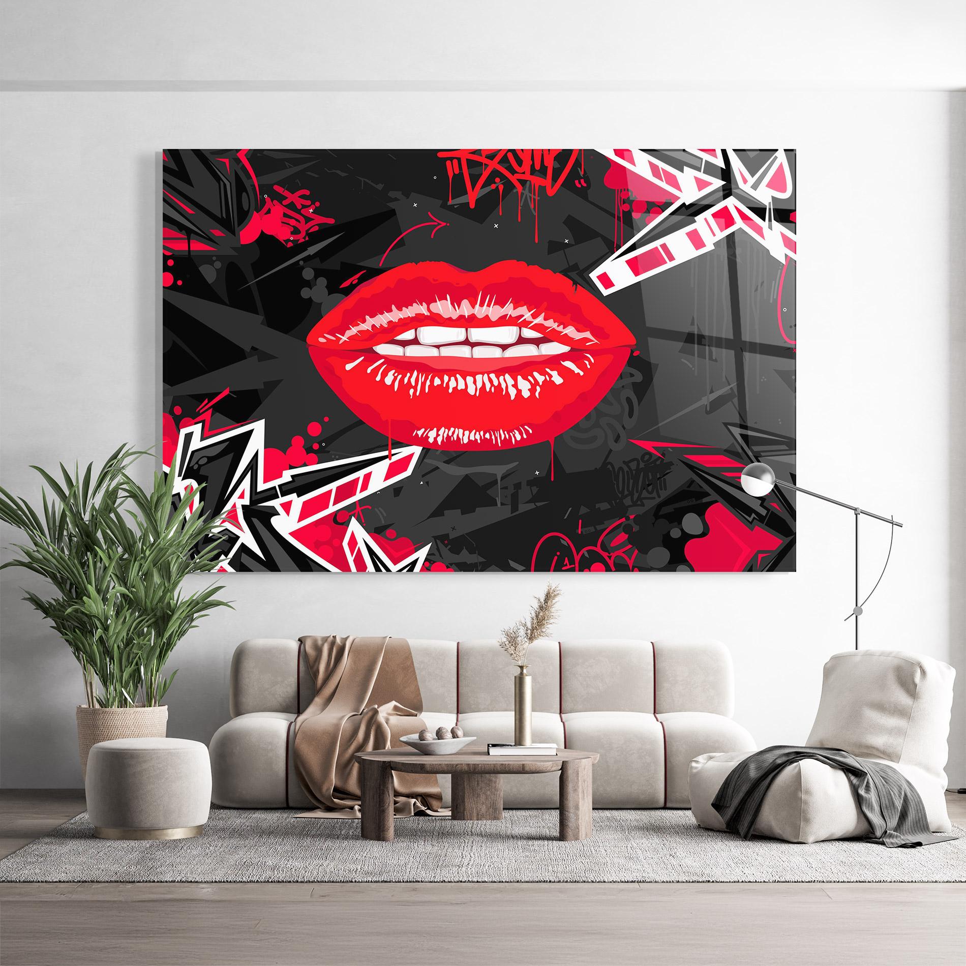 Tablou Sticla Lips Graff mockup 9