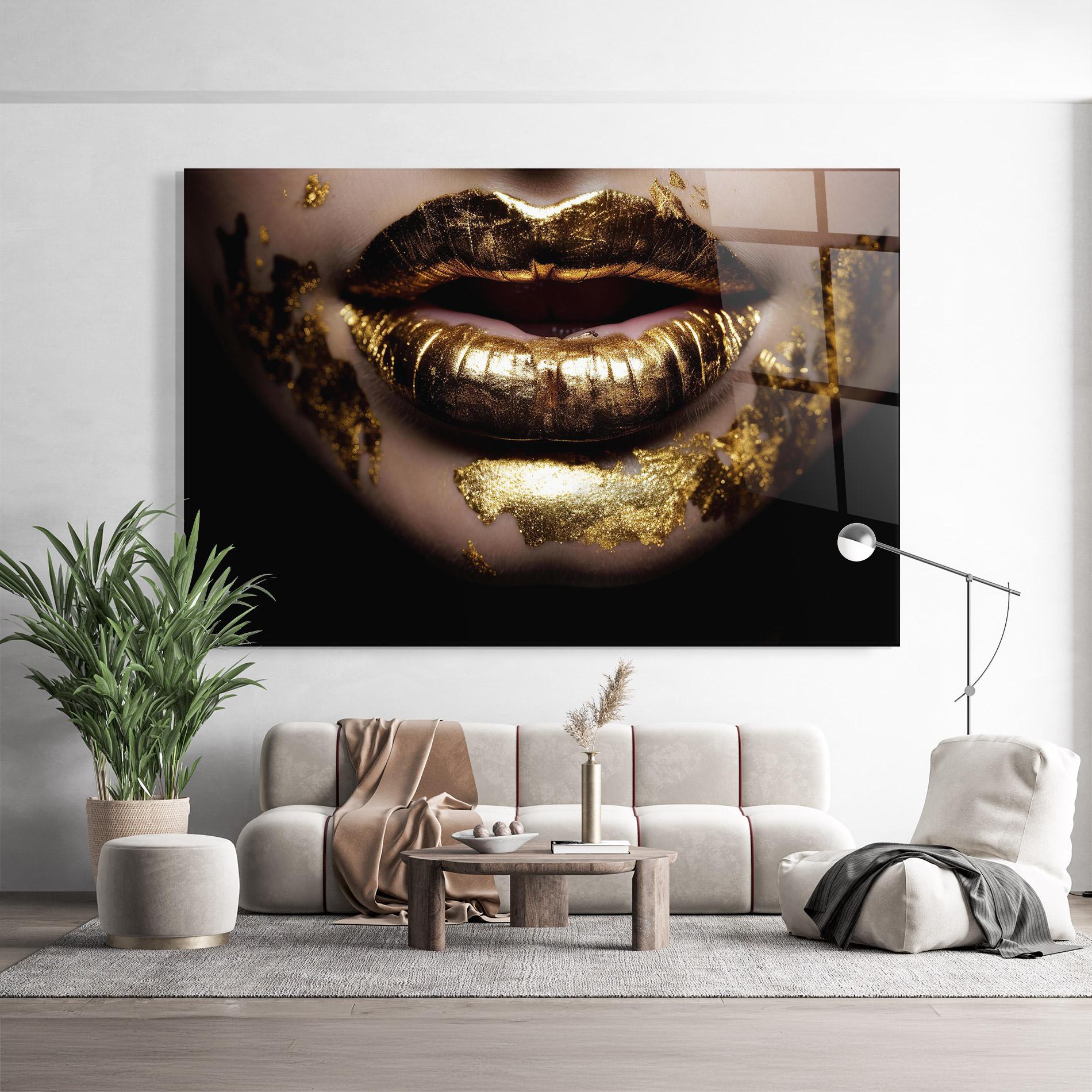 Tablou Sticla Open Golden Lips mockup 9