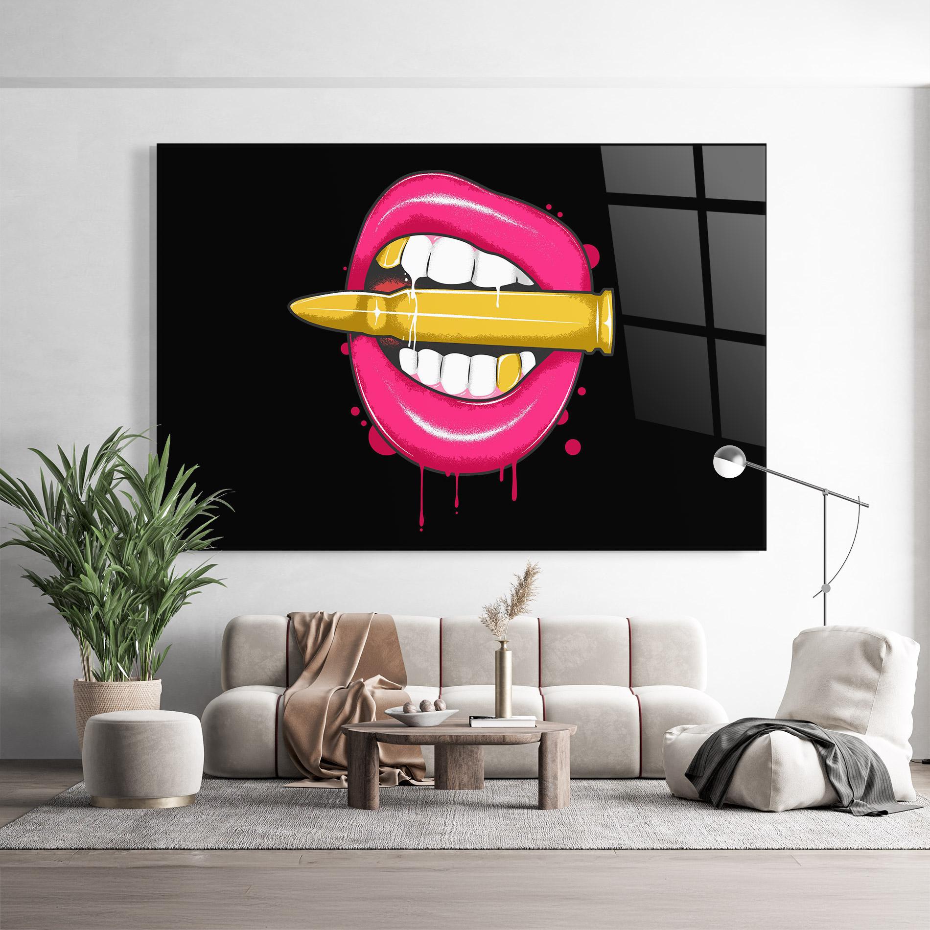 Tablou Sticla Pink Bullet Lips mockup 9